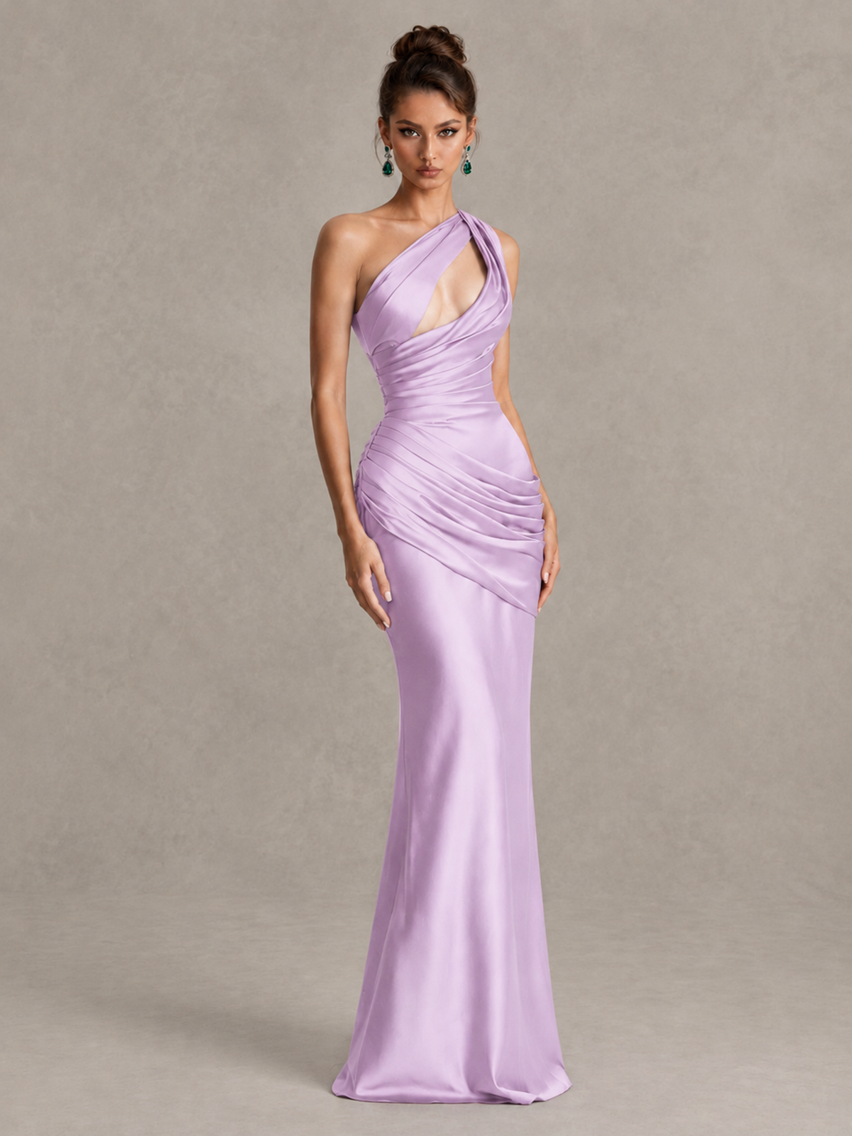 BOLODOO Lilac One-Shoulder Cutout Satin Mermaid Prom Dress - Lilac - Lilac_3
