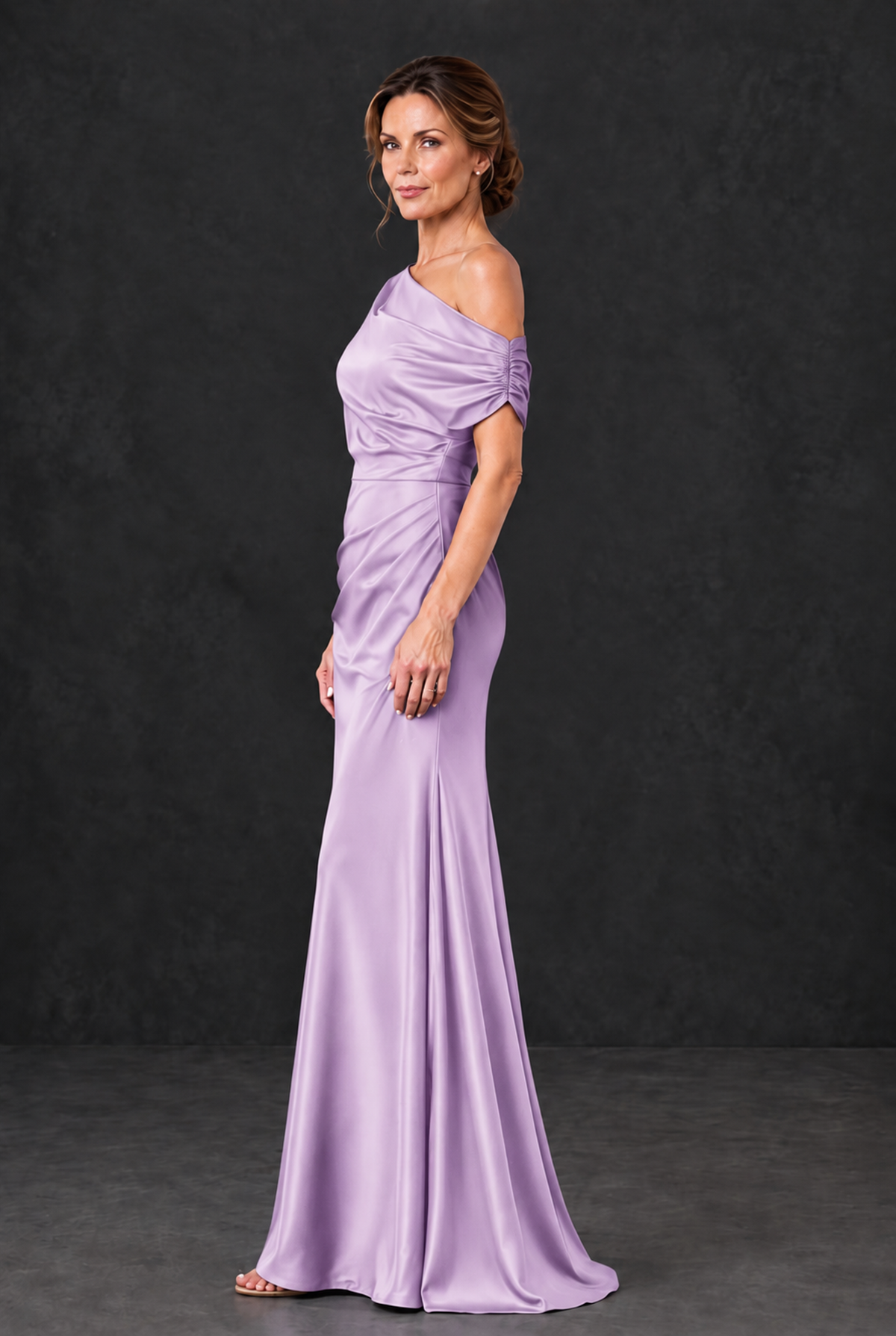 BOLODOO Lilac Asymmetric Ruched Mother of the Bride Dress - Lilac - Lilac_3