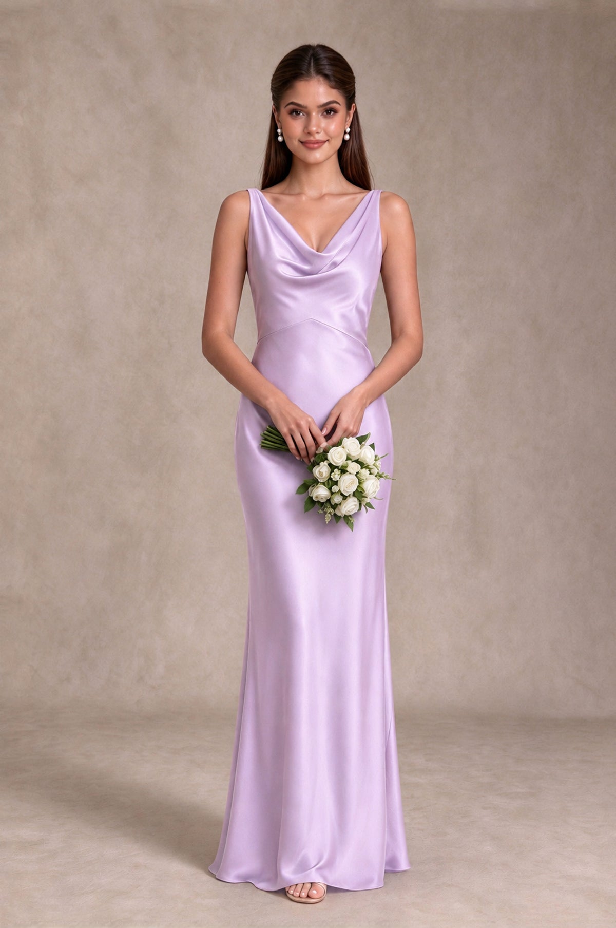 BOLODOO Lilac Cowl Neck Open Back Satin Bridesmaid Dress - Lilac - Lilac_3