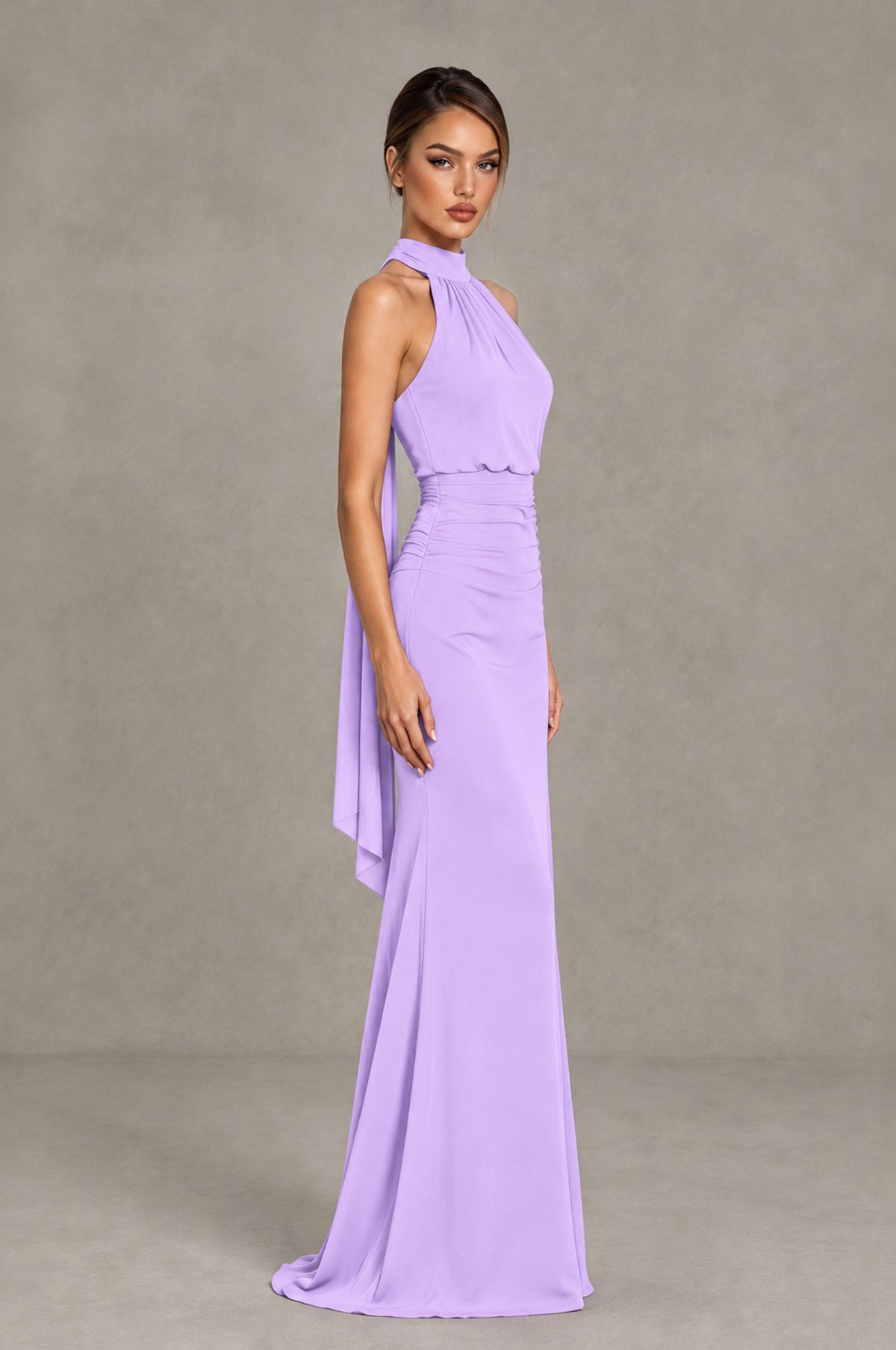 BOLODOO Lilac Chiffon Halter Maxi Formal Wedding Guest Dress - Lilac - Lilac_3