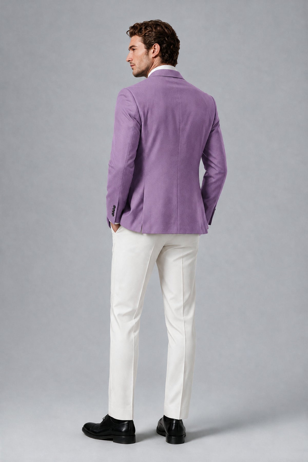 BOLODOO Men's Lilac Satin 3-Piece Suit | Blazer, Vest & Trousers Set - Lilac - Lilac_3