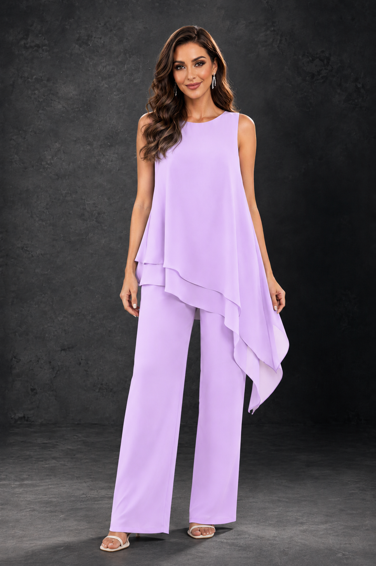 BOLODOO Lilac Layered Mother of the Bride Pantsuit with Jacket - Lilac - Lilac_3