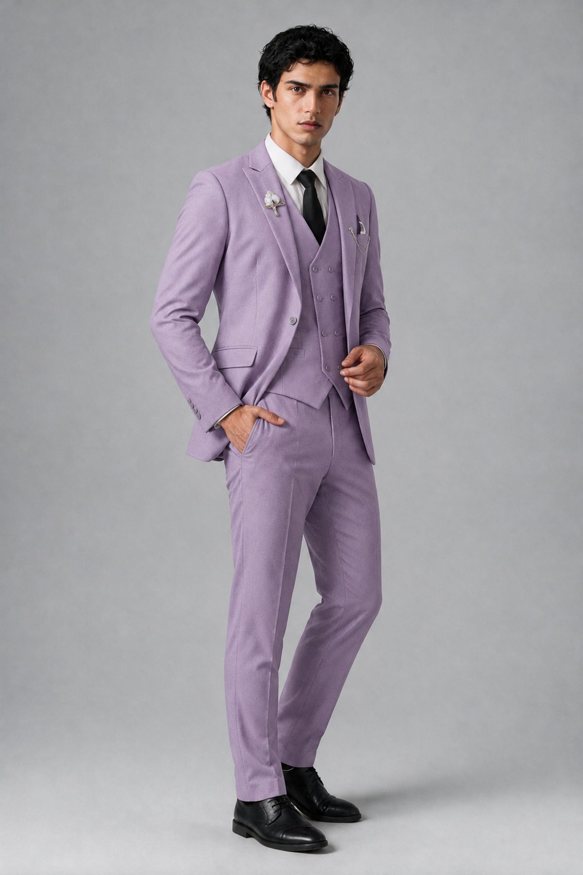 Bolodoo Men's Lilac 2-Piece Suit – Notch Lapel Jacket & Trousers - Lilac - Lilac_3