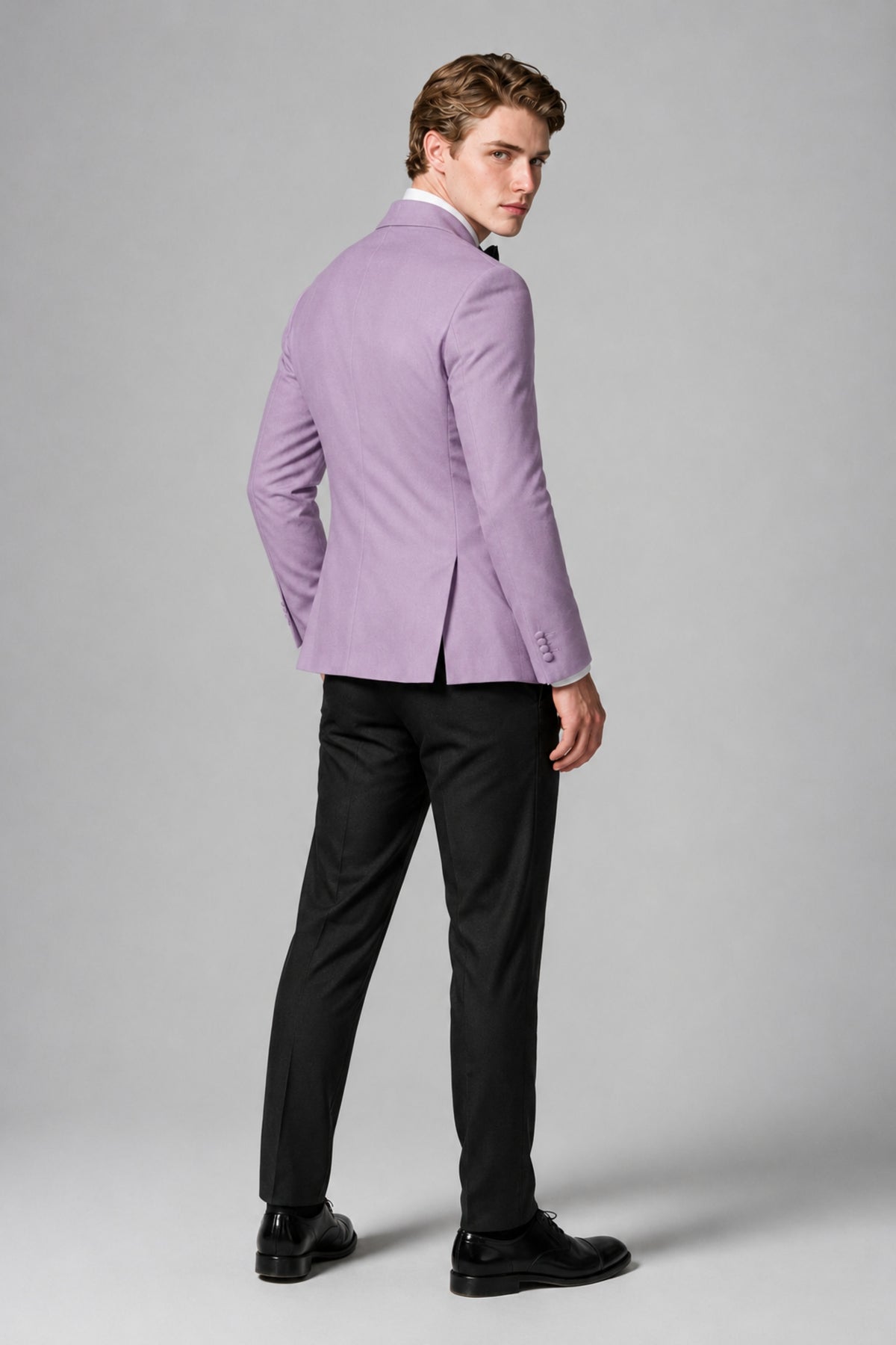 BOLODOO Men's Lilac Double-Breasted Tuxedo Blazer – Shawl Lapel Formal Suit Jacket - Lilac - Lilac_3
