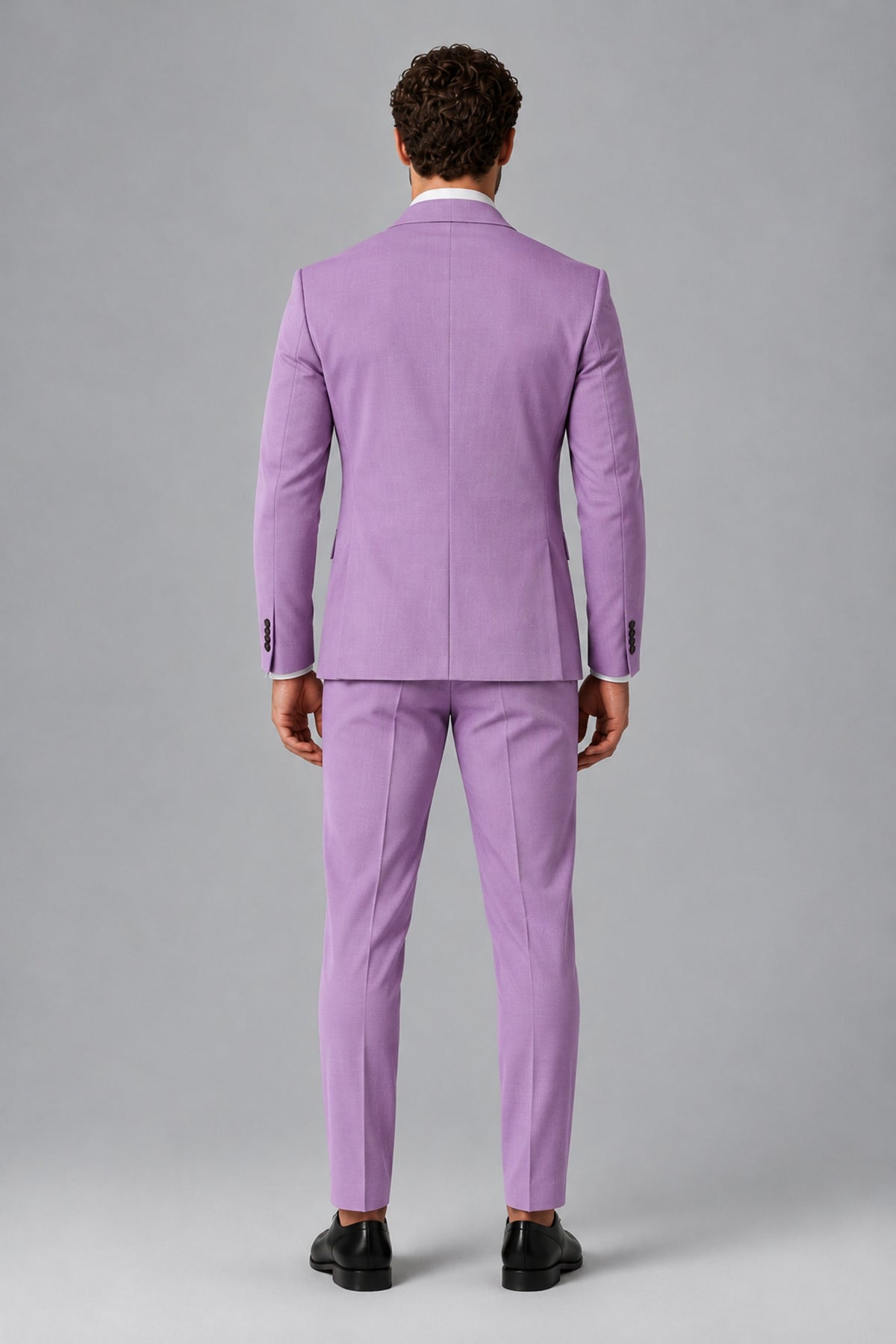 Bolodoo Men's Lilac Two-Piece Suit with Notch-Lapel Jacket & Trousers - Lilac - Lilac_3
