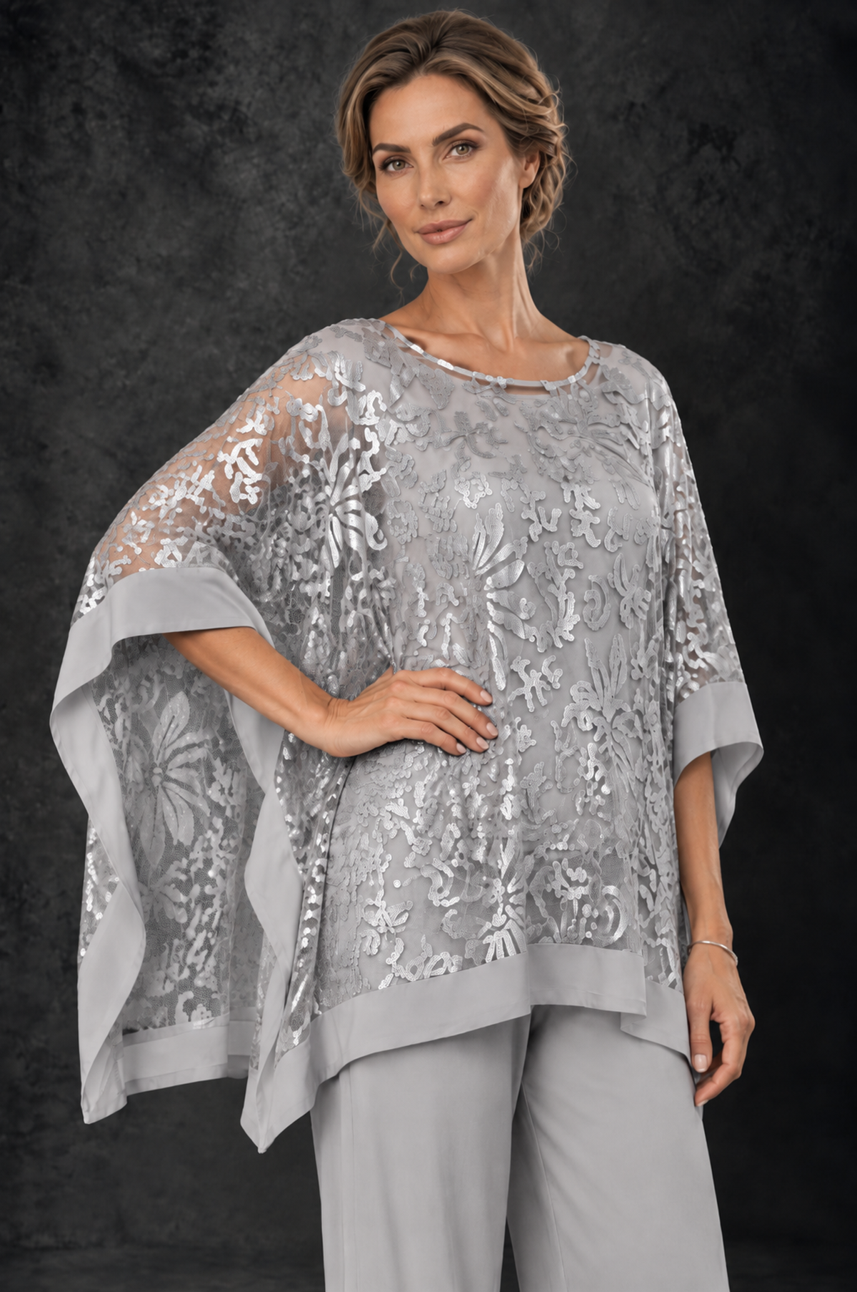 BOLODOO Lilac Floral Cape Mother of the Bride Pant Suit - Lilac - Lilac_3