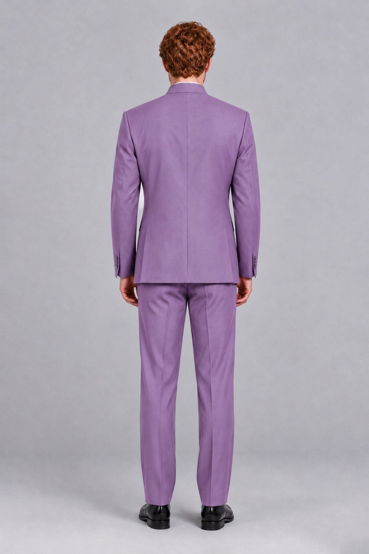 BOLODOO Men's Lilac Mandarin Collar Two-Piece Suit - Lilac - Lilac_3