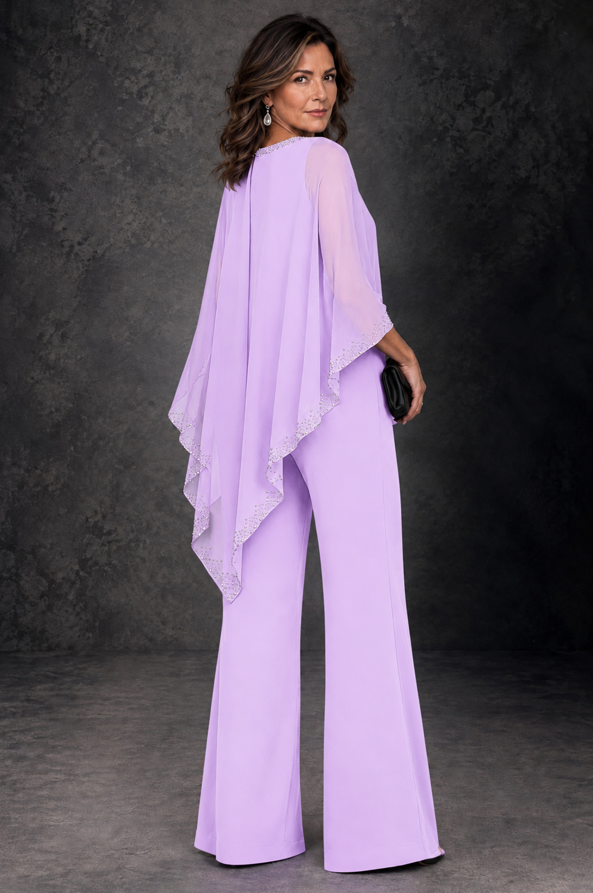 BOLODOO Lilac Embellished Cape Mother of the Bride Pantsuit - Lilac - Lilac_3