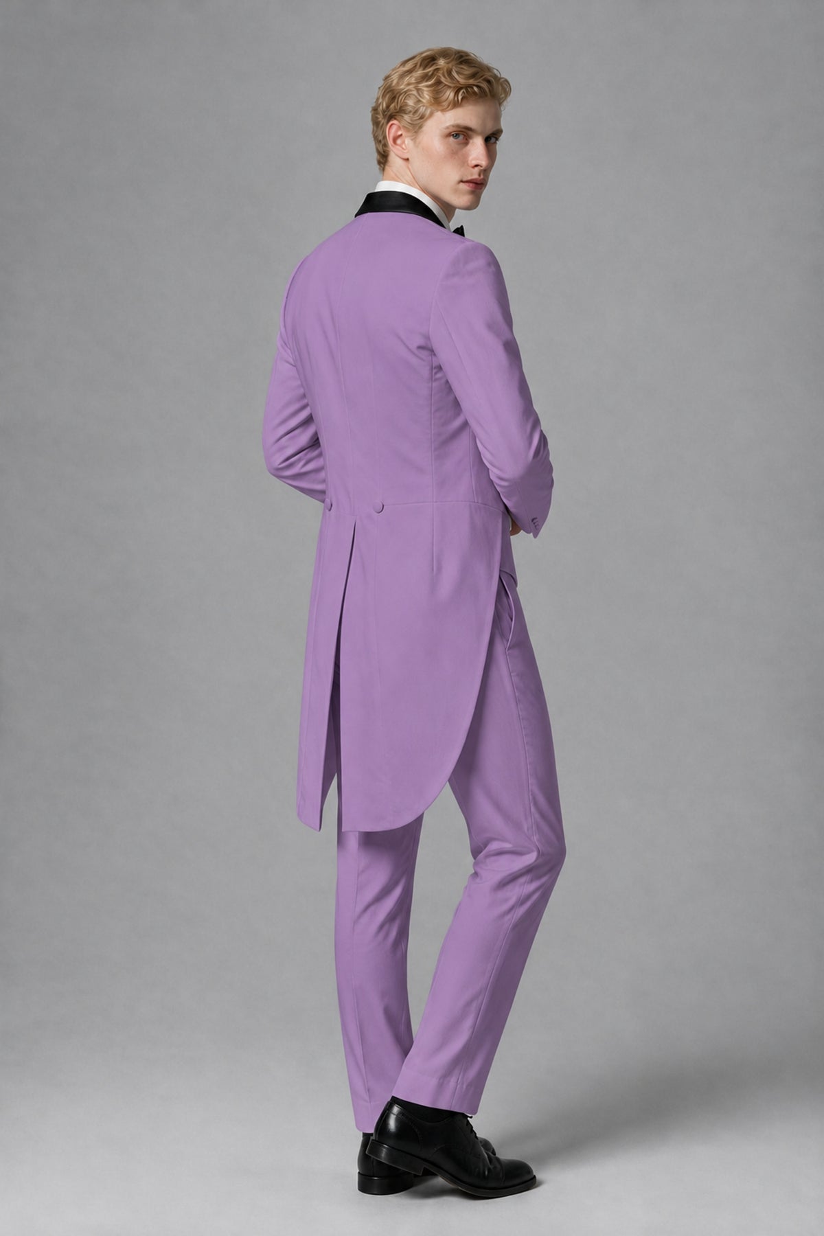 Bolodoo Men's Lilac 3-Piece Tailcoat Tuxedo Suit with Vest & Trousers - Lilac - Lilac_3