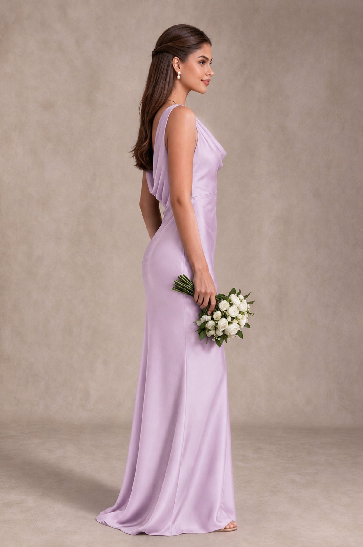 BOLODOO Lilac Cowl Neck Open Back Satin Bridesmaid Dress - Lilac - Lilac_4
