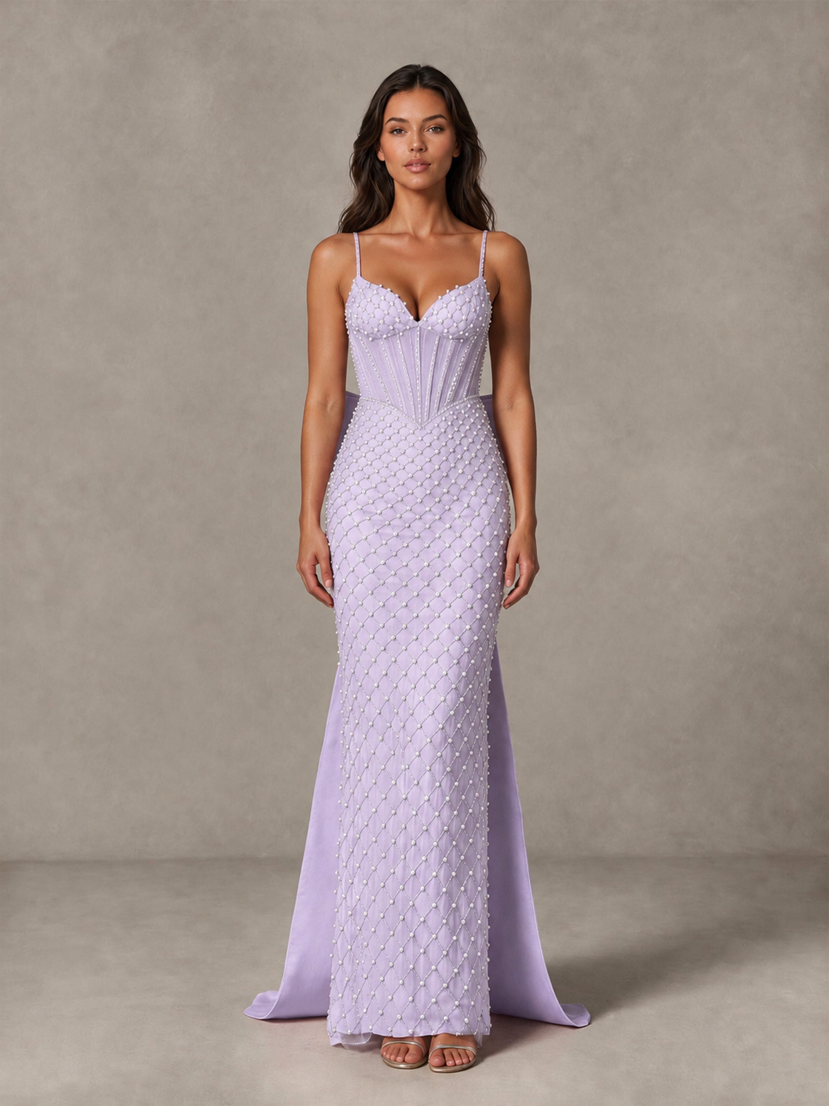 BOLODOO Lilac Beaded Corset Prom Dress with Bow Train - Lilac - Lilac_4