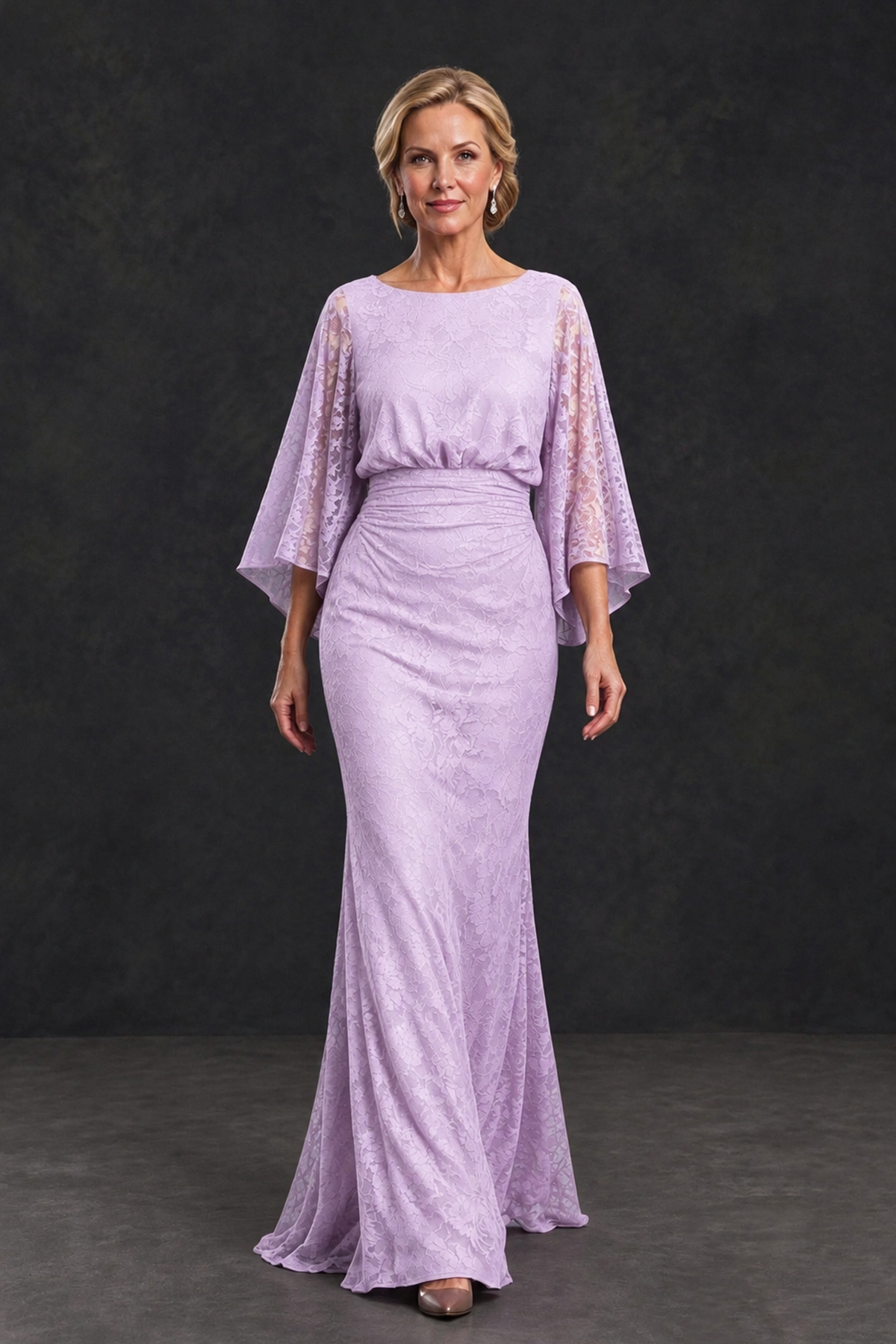 BOLODOO Lilac Lace Flutter Sleeve Mother of the Bride Dress - Lilac - Lilac_4