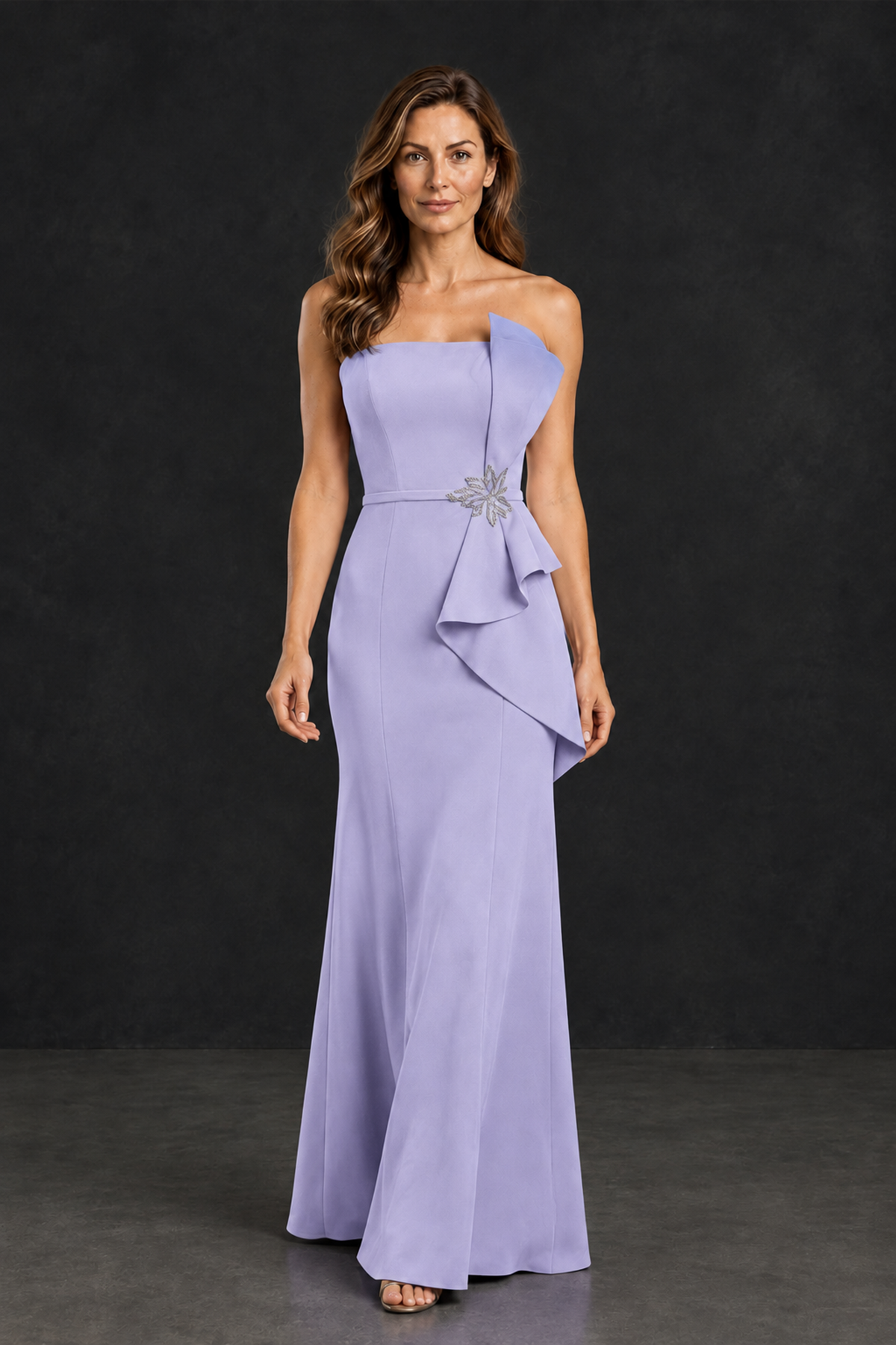 BOLODOO Lilac Strapless Mother of the Bride Dress with Ruffle Detail - Lilac - Lilac_4