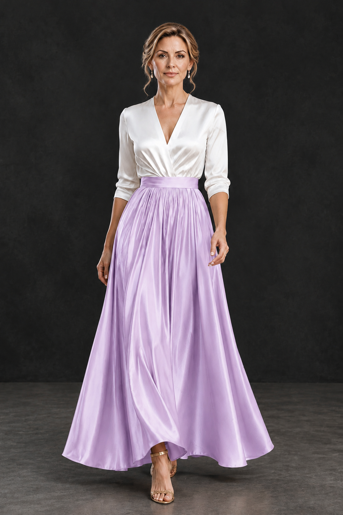 BOLODOO Lilac and White V-Neck A-Line Mother of the Bride Dress - Lilac - Lilac_4