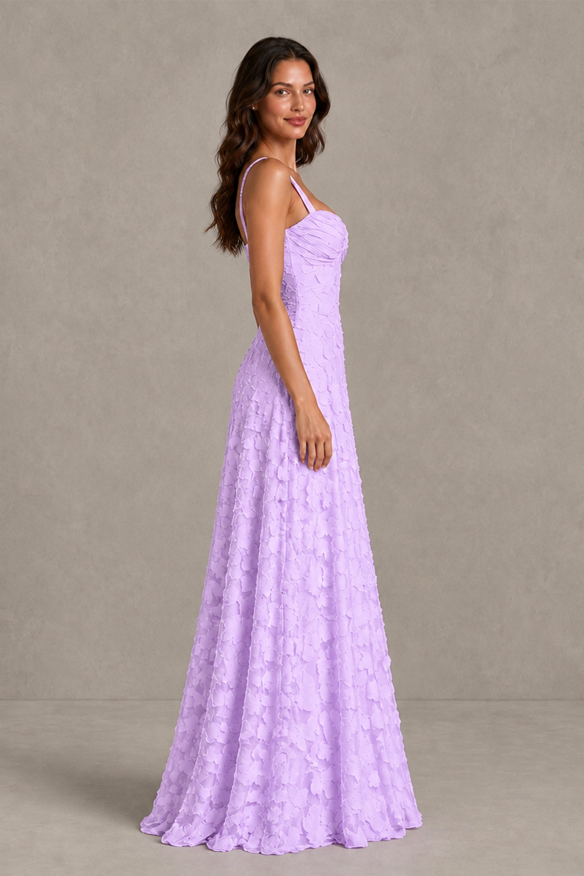 BOLODOO Lilac Floral-Textured A-Line Dress with Lace-Up Back - Lilac - Lilac_4