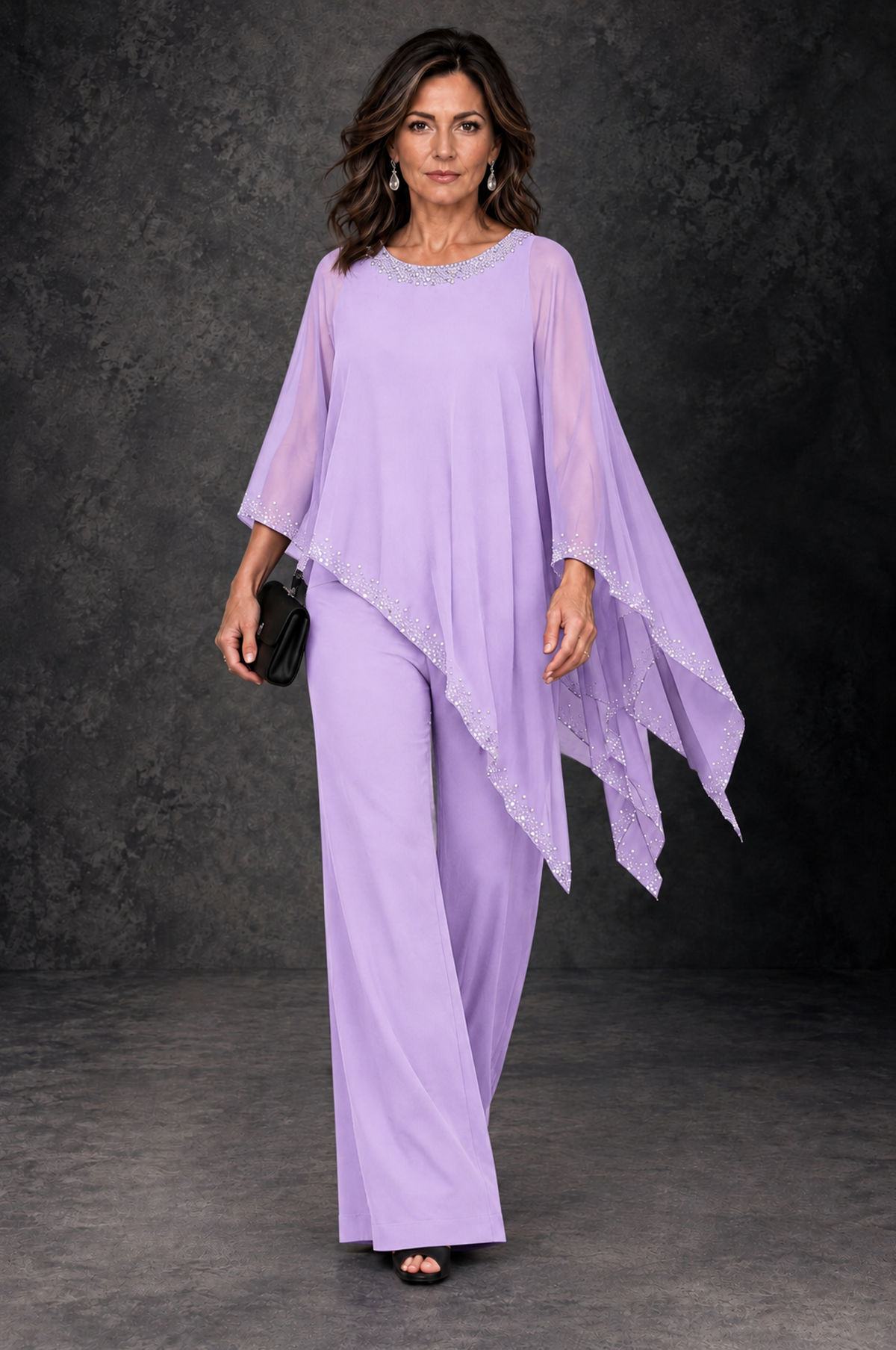 BOLODOO Lilac Embellished Cape Mother of the Bride Pantsuit - Lilac - Lilac_4