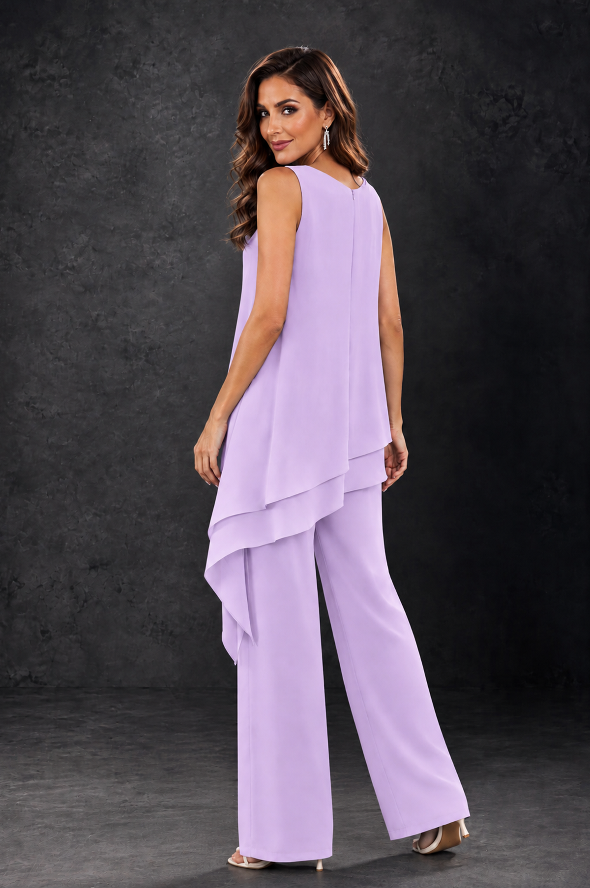 BOLODOO Lilac Layered Mother of the Bride Pantsuit with Jacket - Lilac - Lilac_4