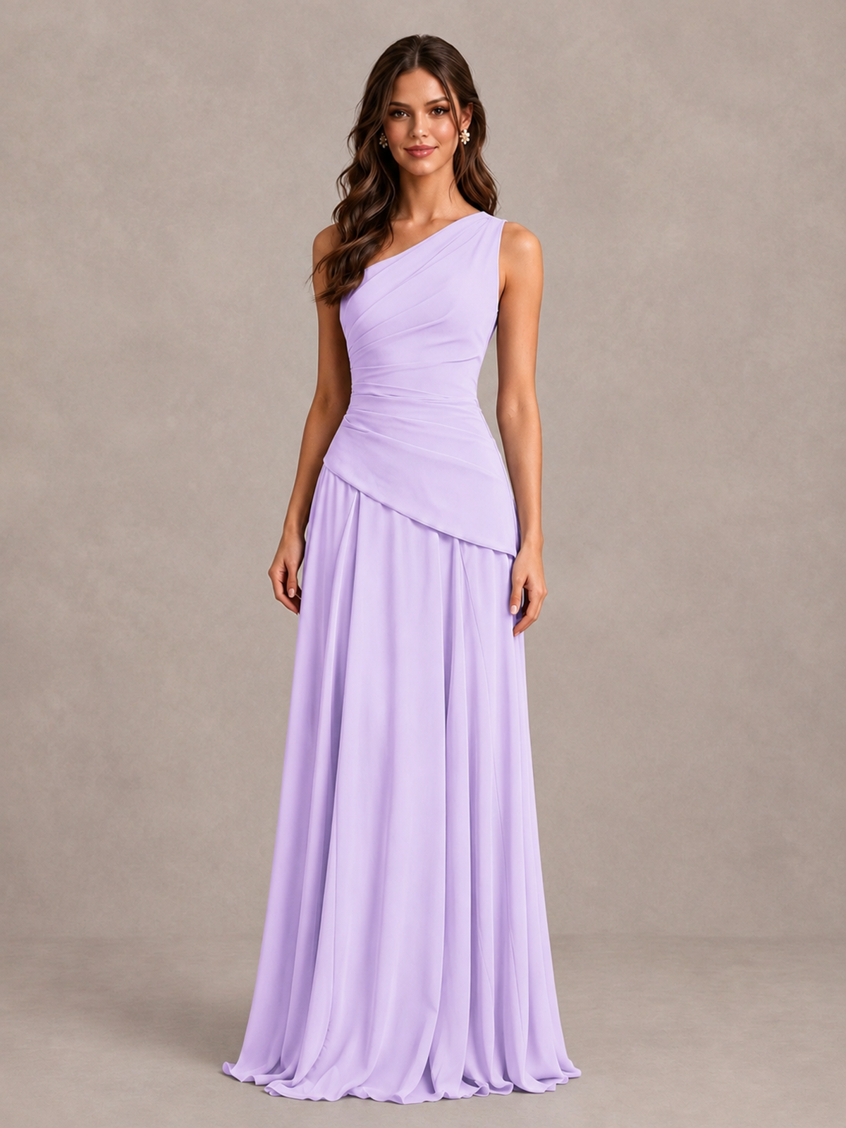 BOLODOO Lilac One-Shoulder Lace-Up Back Bridesmaid Dress - Lilac - Lilac_4