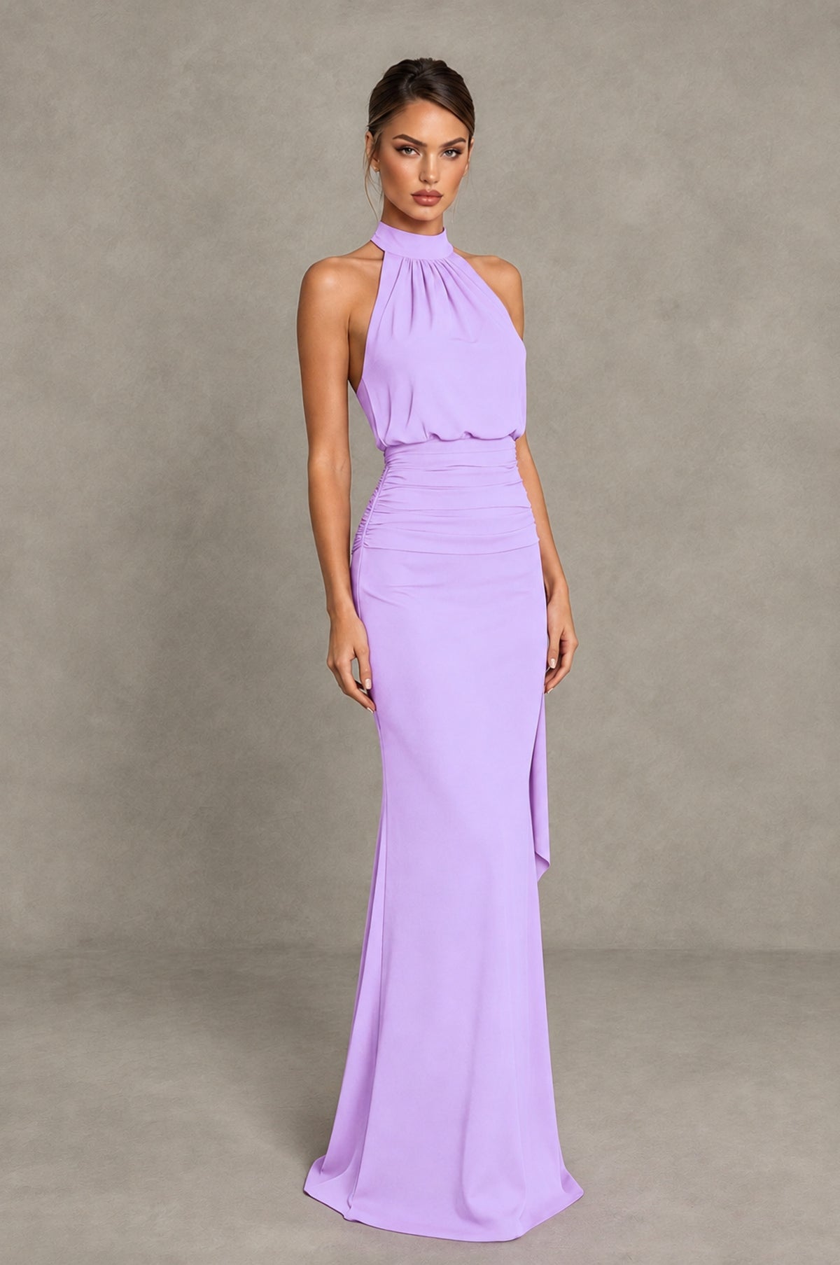 BOLODOO Lilac Chiffon Halter Maxi Formal Wedding Guest Dress - Lilac - Lilac_4