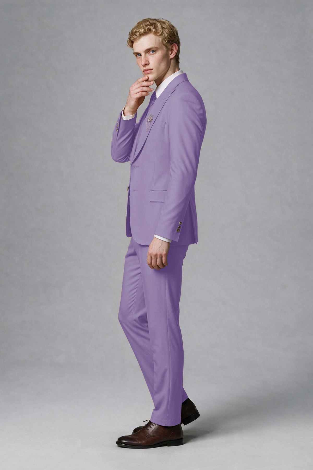 BOLODOO Men's Lilac Two-Piece Wedding Suit – Jacket & Trousers - Lilac