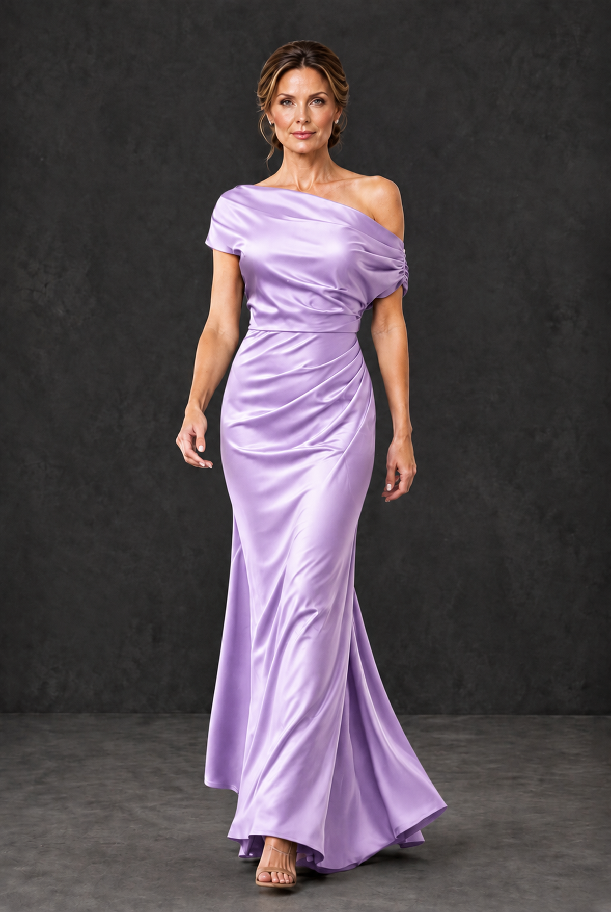 BOLODOO Lilac Asymmetric Ruched Mother of the Bride Dress - Lilac - Lilac_4