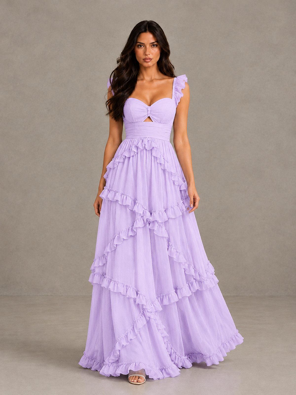 BOLODOO Lilac Ruffle A-Line Prom Dress with Open Back - Lilac - Lilac (1)
