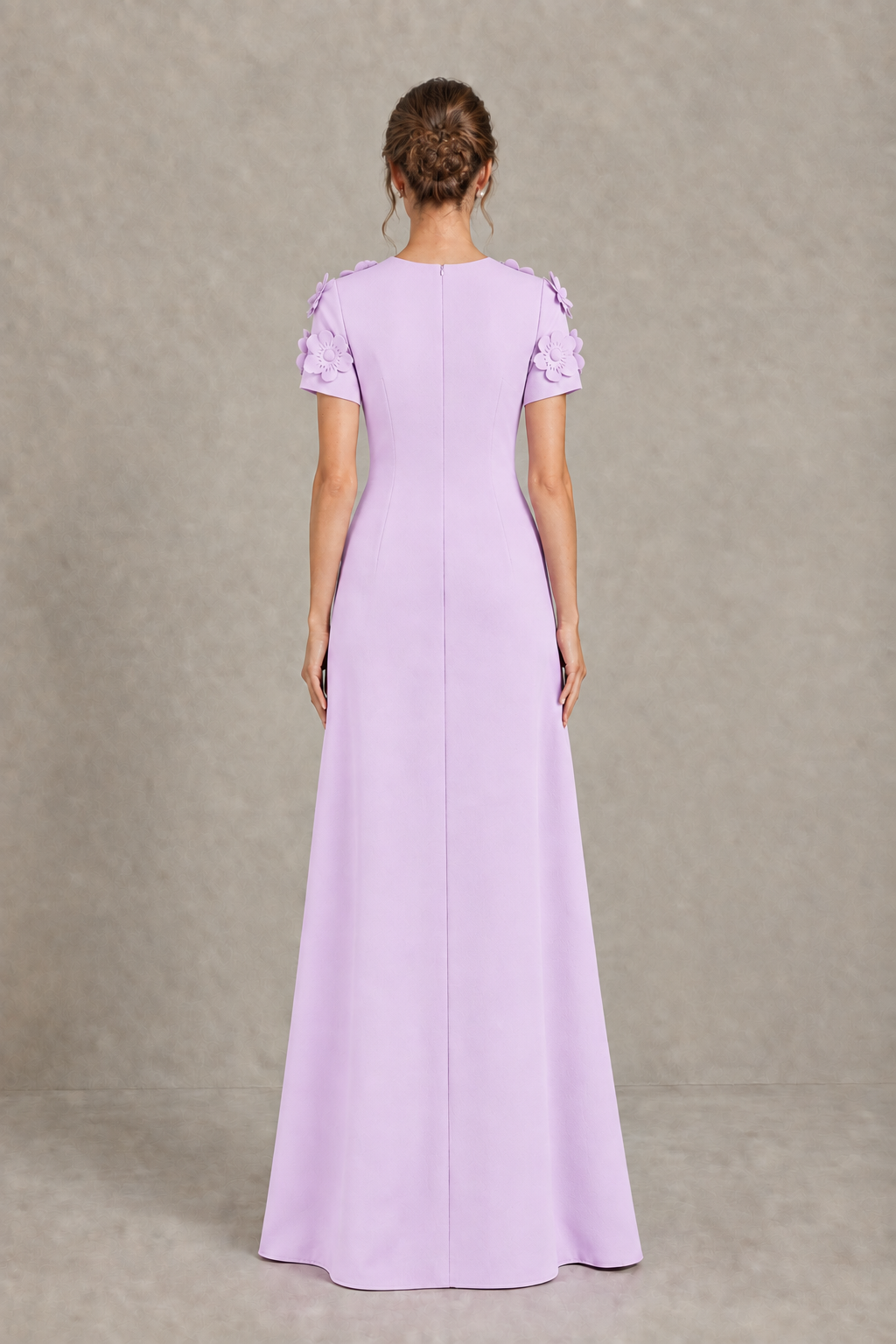 BOLODOO Lilac Textured Floral Maxi Dress with Short Sleeves - Lilac
