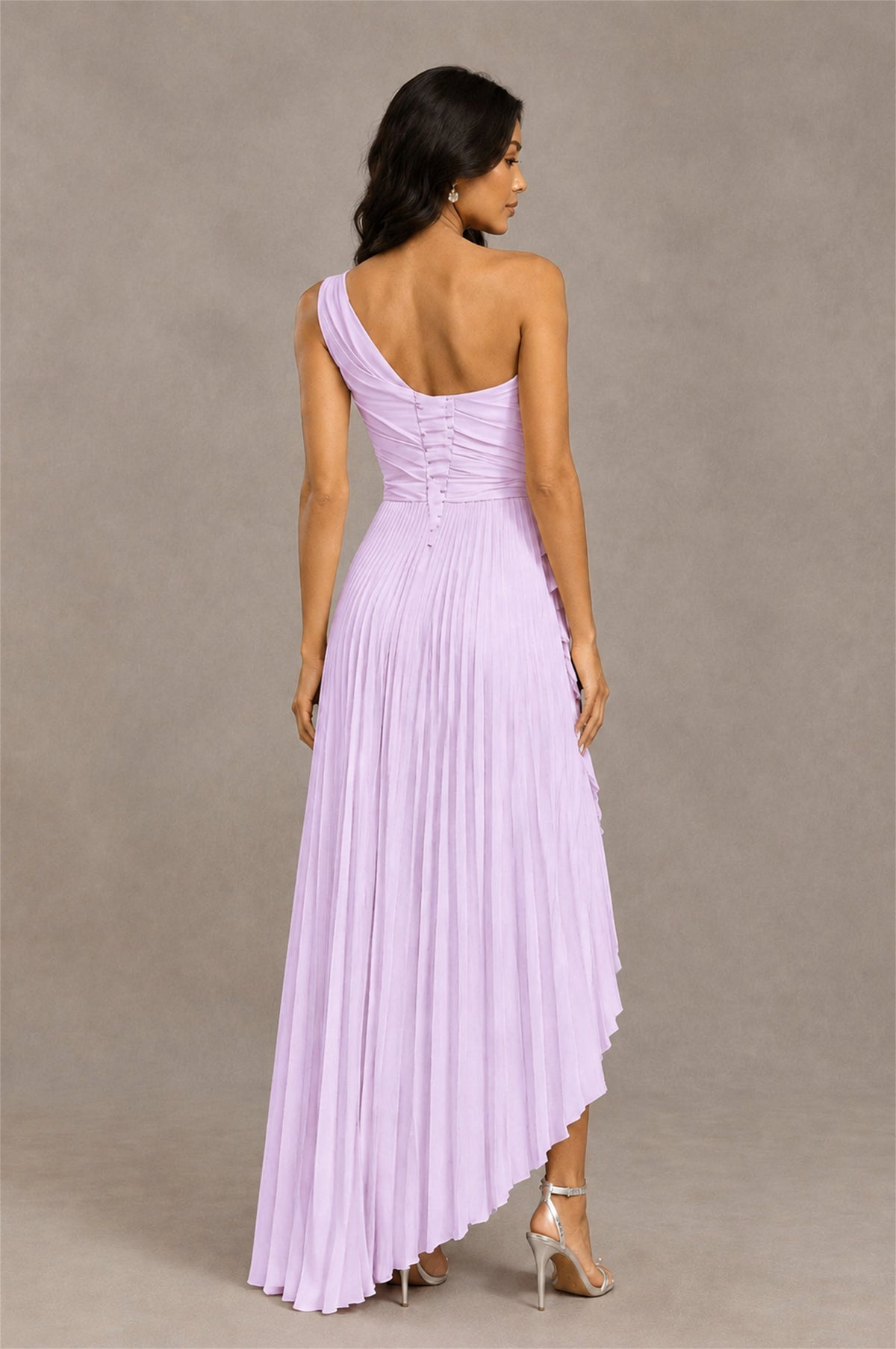 BOLODOO Lilac One-Shoulder High-Low Ruffle Maxi Dress - Lilac