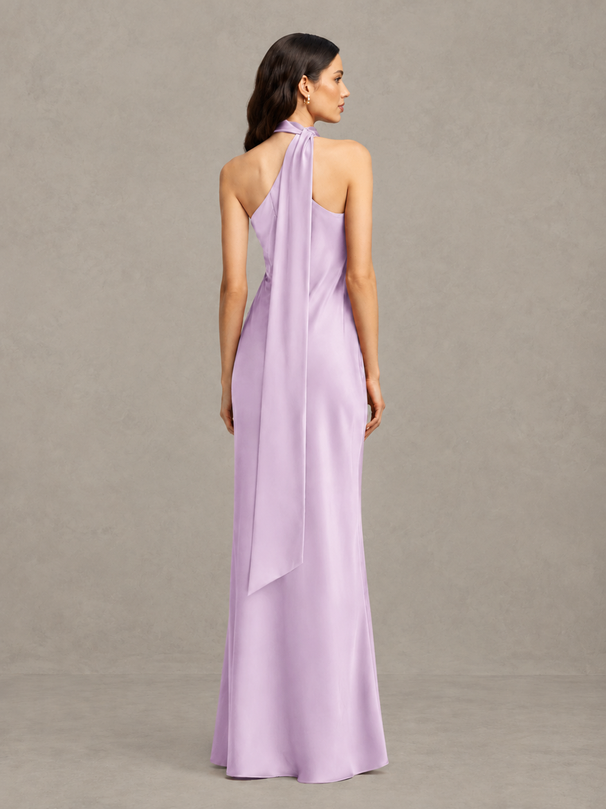 BOLODOO Lilac Satin One-Shoulder Bridesmaid Dress with Open Back - Lilac - Lilac (2)
