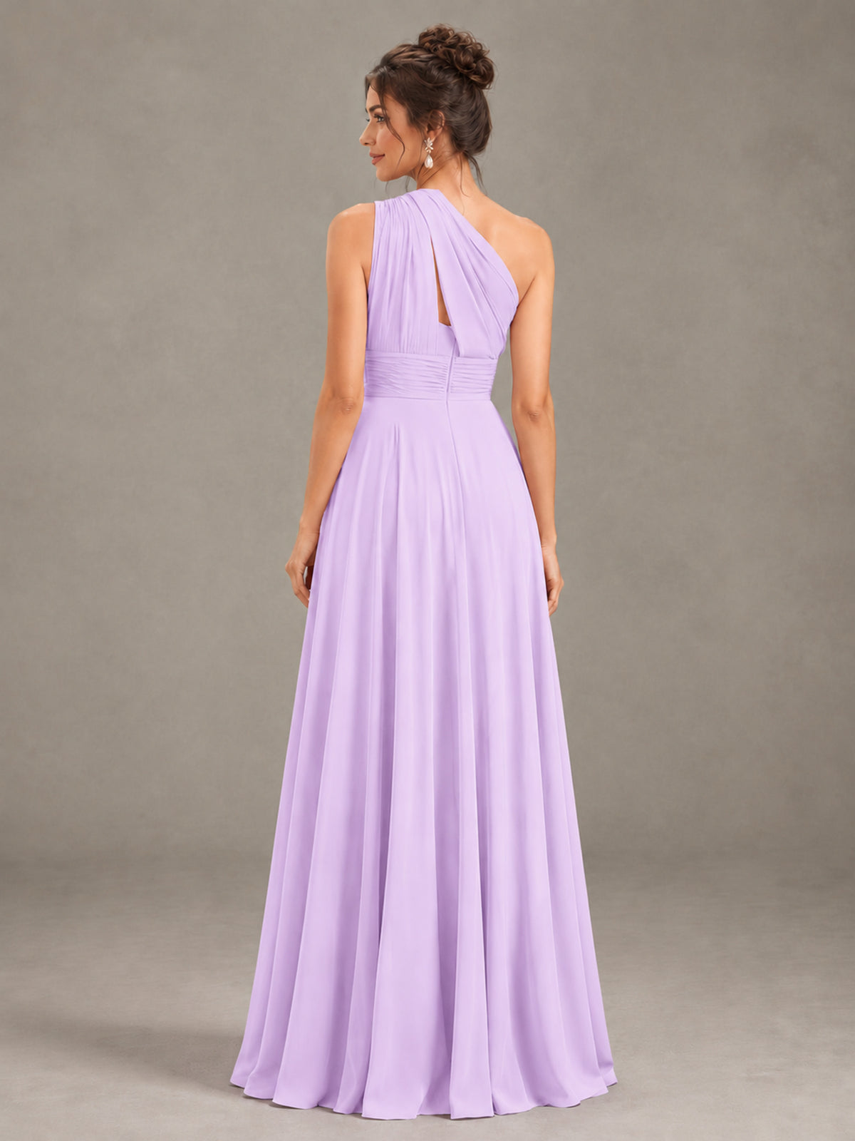 BOLODOO Lilac One-Shoulder Chiffon-Look Bridesmaid Dress - Lilac - Lilac (2)