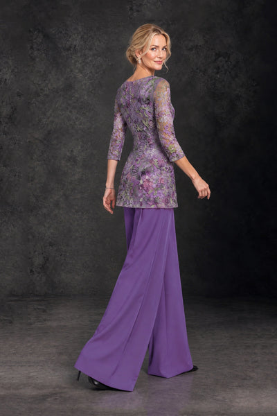 BOLODOO Lilac Floral Mother of the Bride Pant Suit with Wide-Leg Pants - Lilac - Lilac (2)