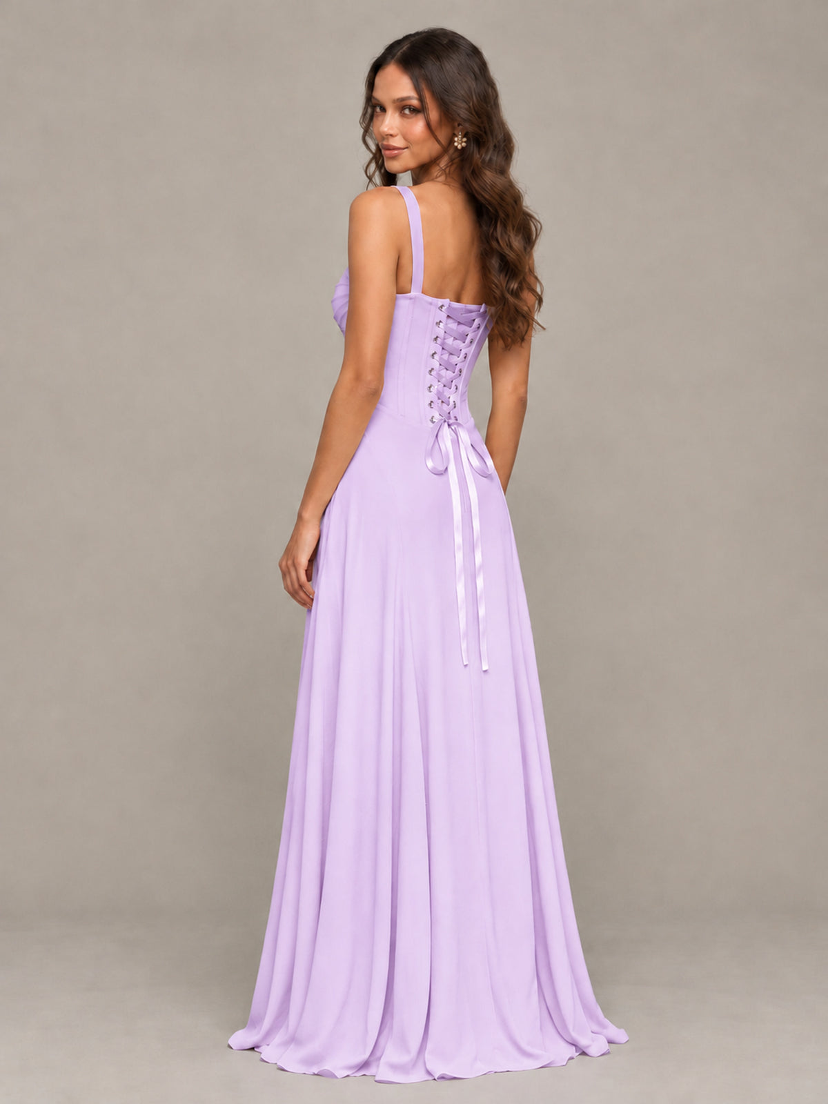 BOLODOO Lilac Sweetheart Lace-Up Back Bridesmaid Dress - Lilac - Lilac (2)