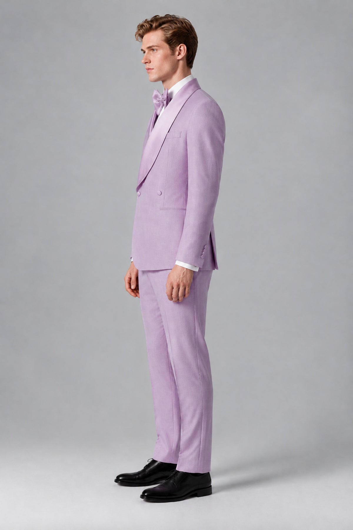 Bolodoo Men's Lilac Shawl Lapel 2-Piece Tuxedo Suit – Jacket & Trousers - Lilac - Lilac (2)