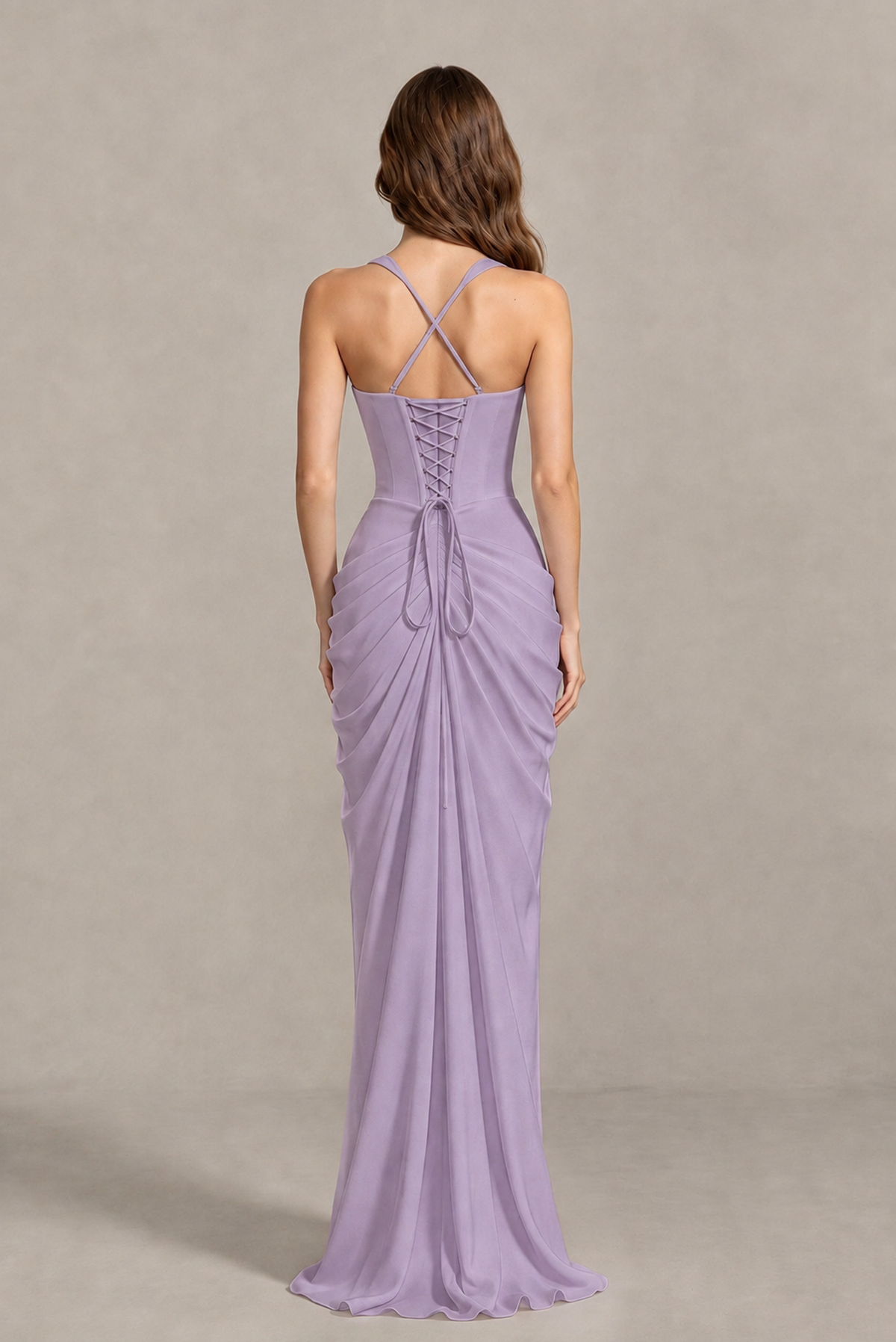 BOLODOO Chocolate Lilac Sweetheart Maxi Dress with High Slit - Lilac