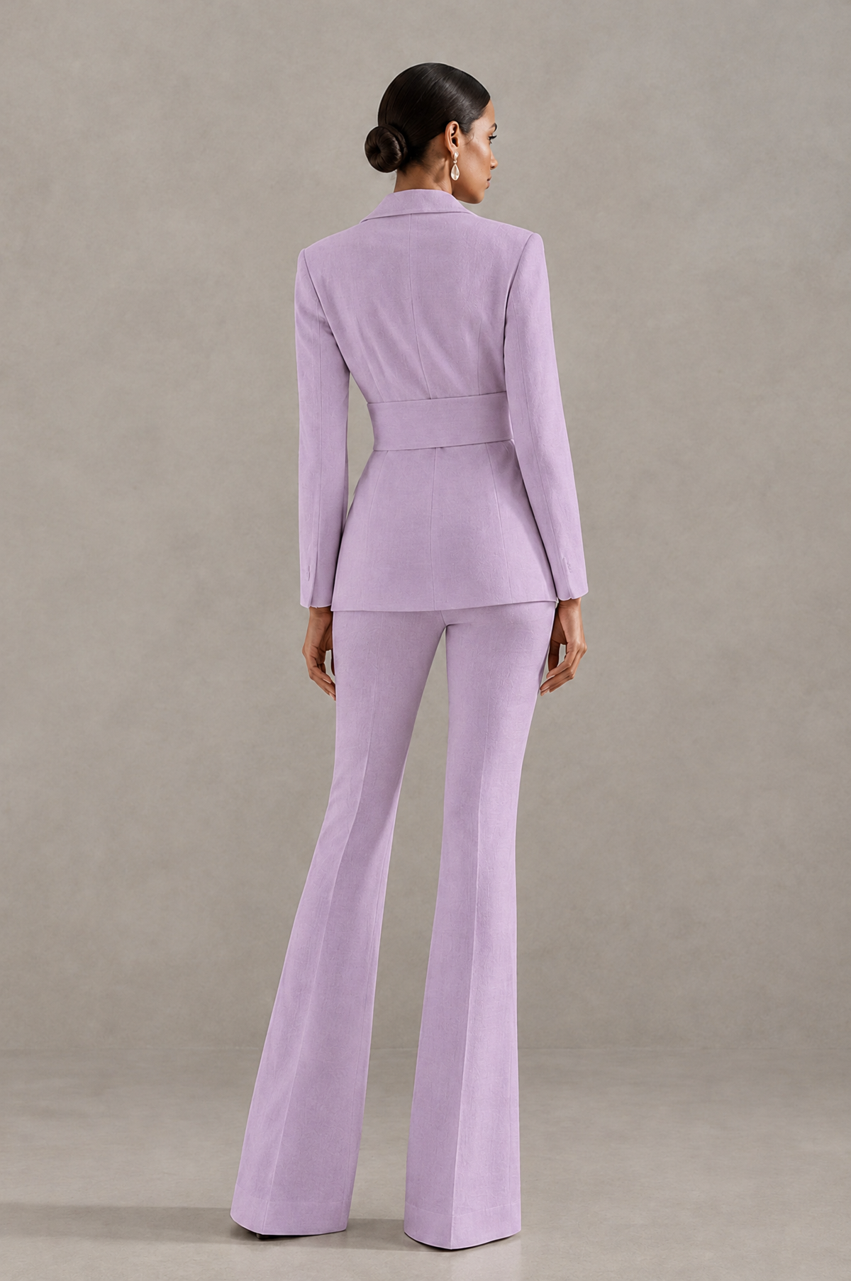 BOLODOO Lilac Two-Piece Pantsuit with Tailored Blazer & Flared Pants - Lilac - Lilac (2)