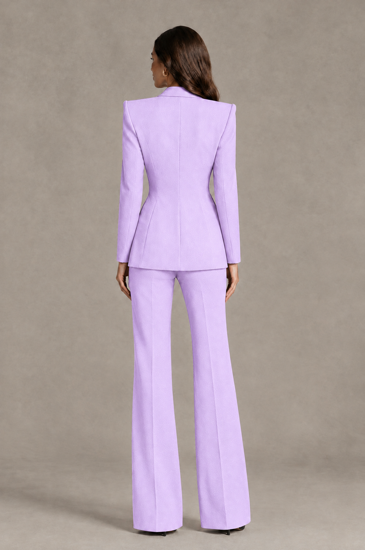BOLODOO Lilac Long Sleeve Wrap Blazer Pantsuit with Wide-Leg Trousers - Lilac - Lilac (2)