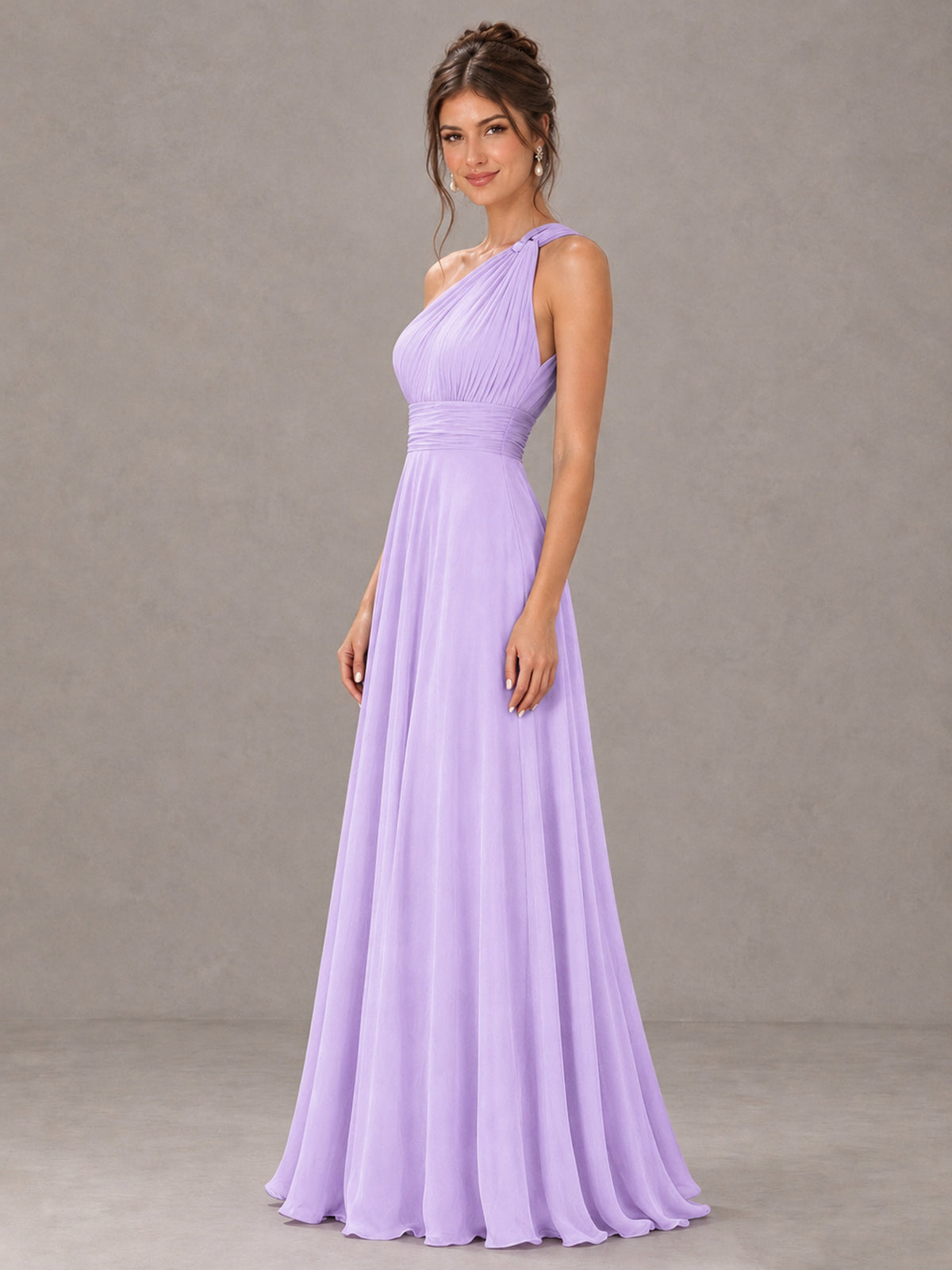 BOLODOO Lilac One-Shoulder Chiffon-Look Bridesmaid Dress - Lilac - Lilac (3)