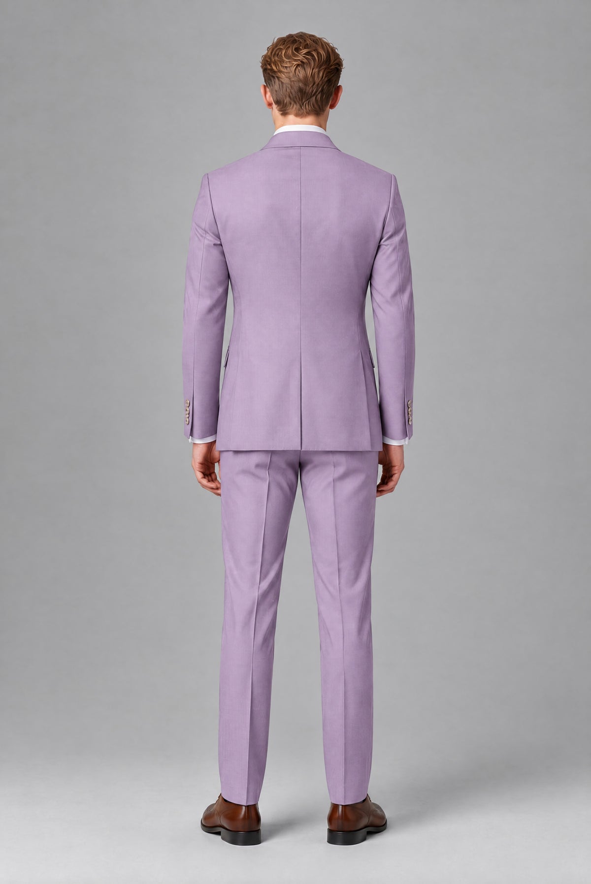 Bolodoo Men's Lilac Double-Breasted 2-Piece Wedding Suit - Lilac - Lilac (3)