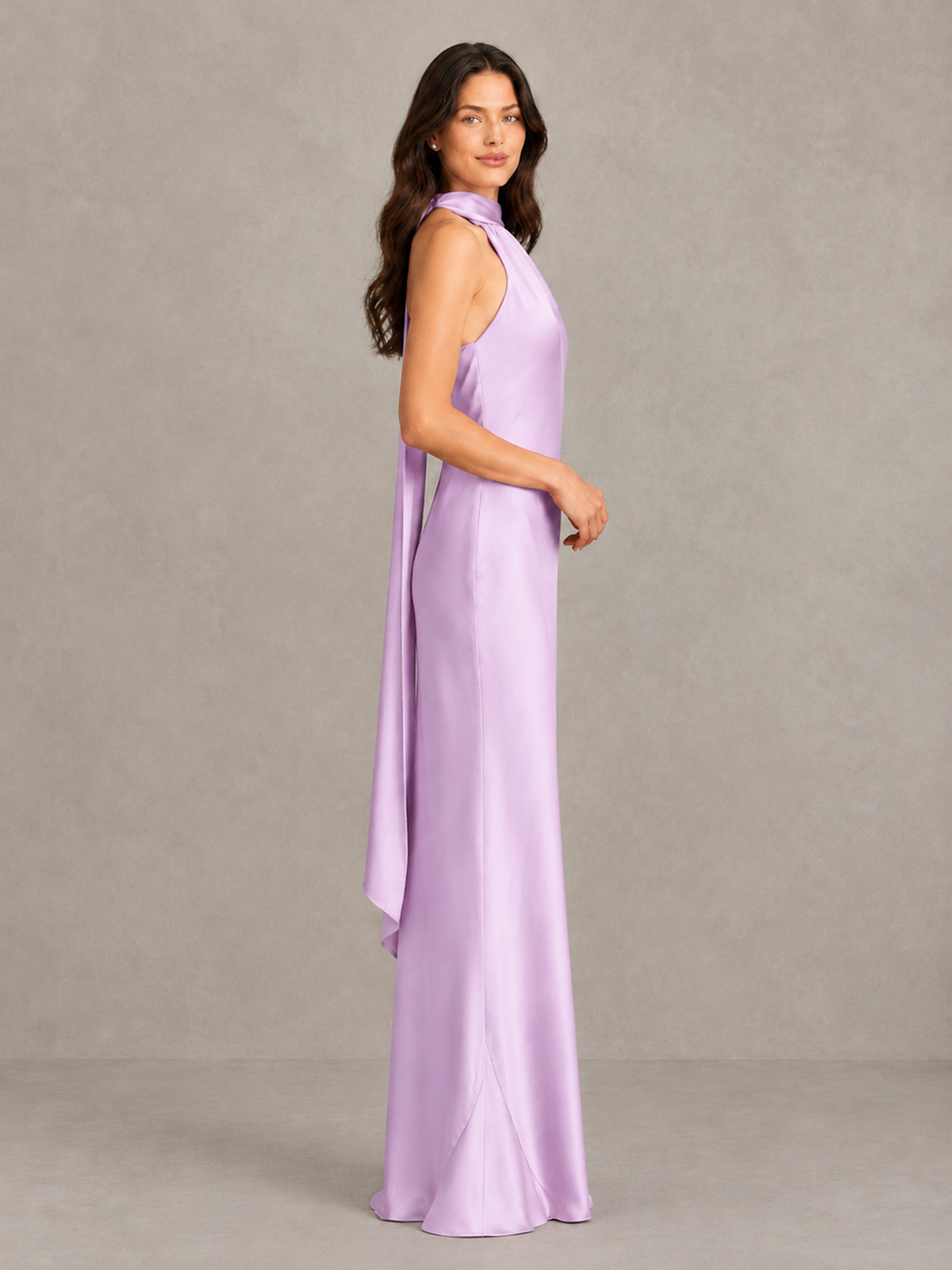 BOLODOO Lilac Satin One-Shoulder Bridesmaid Dress with Open Back - Lilac - Lilac (3)