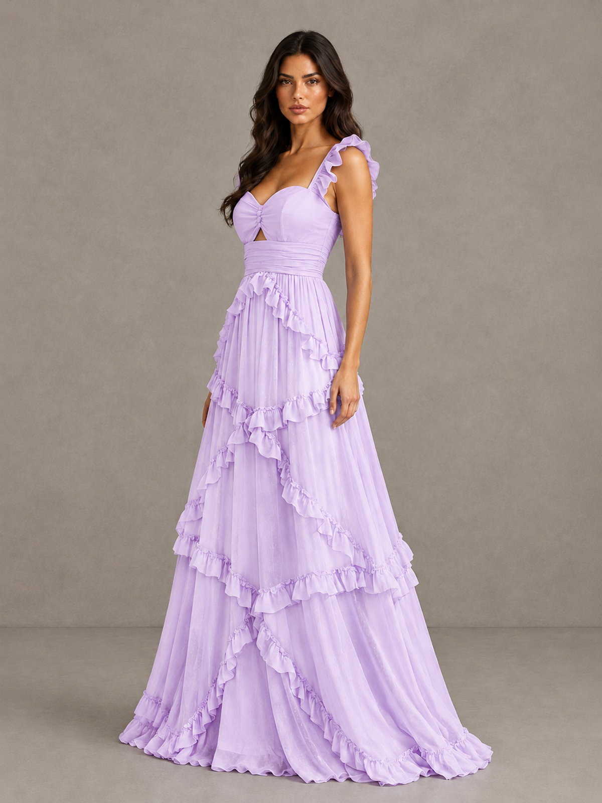 BOLODOO Lilac Ruffle A-Line Prom Dress with Open Back - Lilac - Lilac (3)