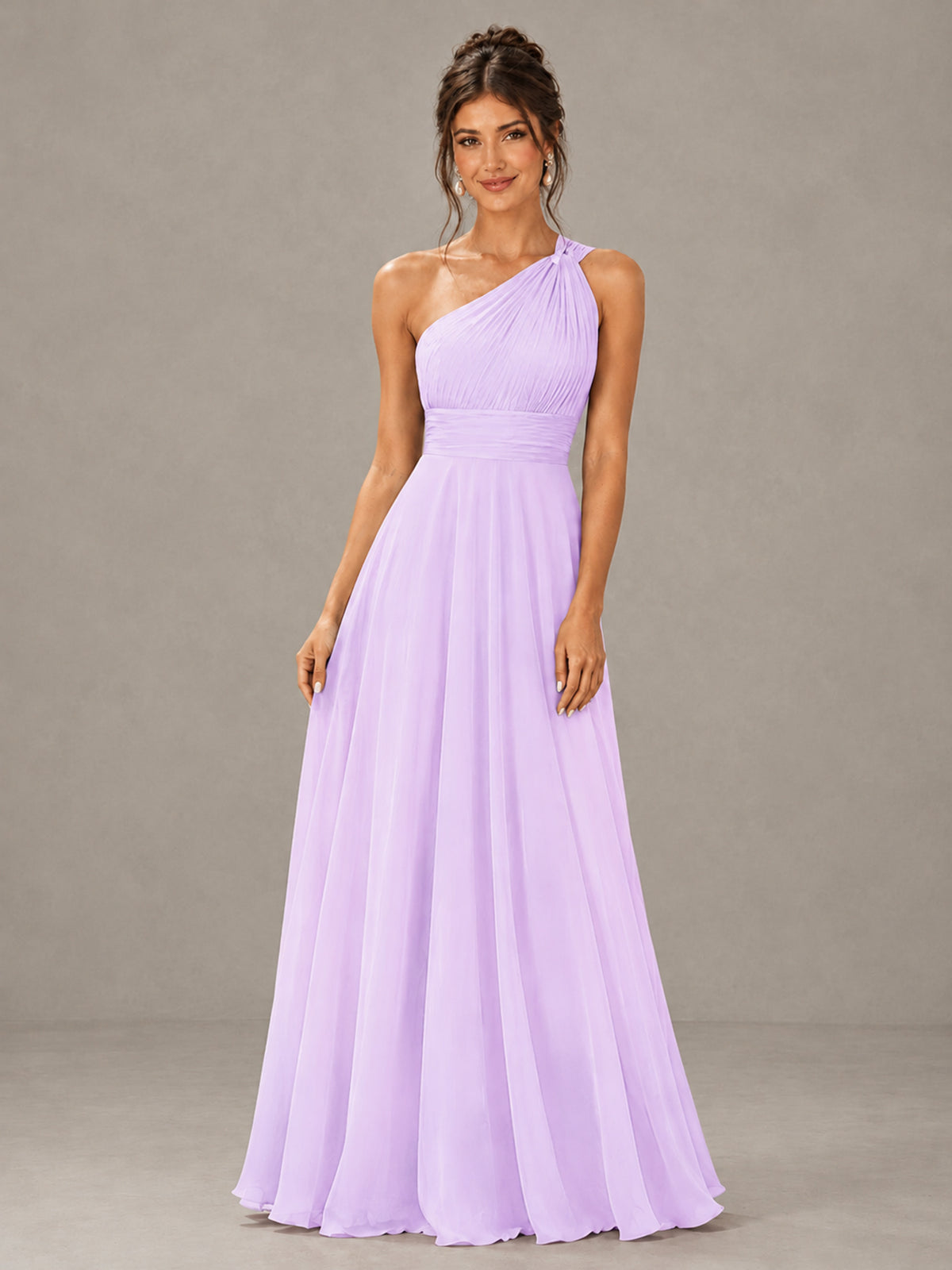 BOLODOO Lilac One-Shoulder Chiffon-Look Bridesmaid Dress - Lilac - Lilac (4)