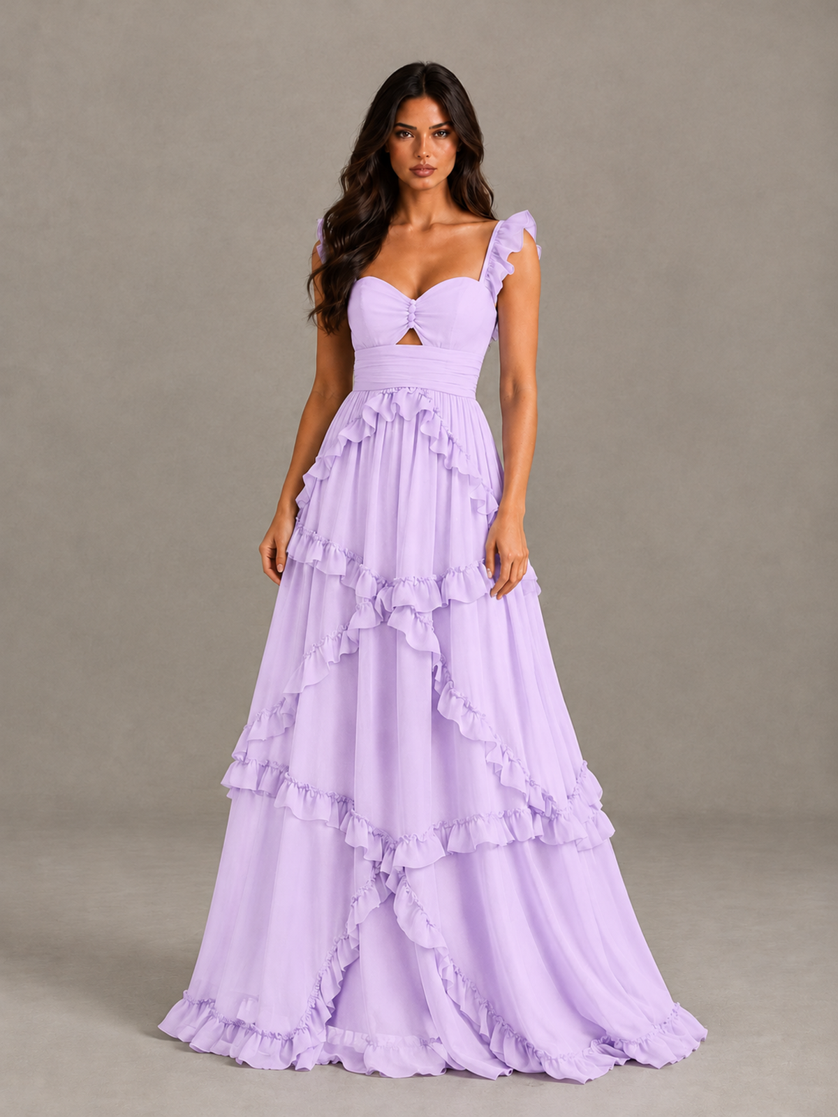 BOLODOO Lilac Ruffle A-Line Prom Dress with Open Back - Lilac - Lilac (4)