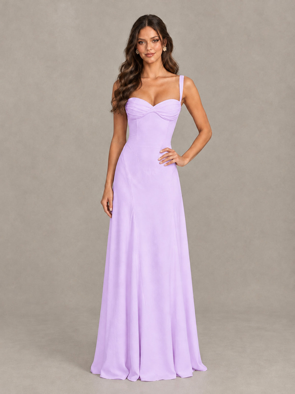BOLODOO Lilac Sweetheart Lace-Up Back Bridesmaid Dress - Lilac - Lilac (4)