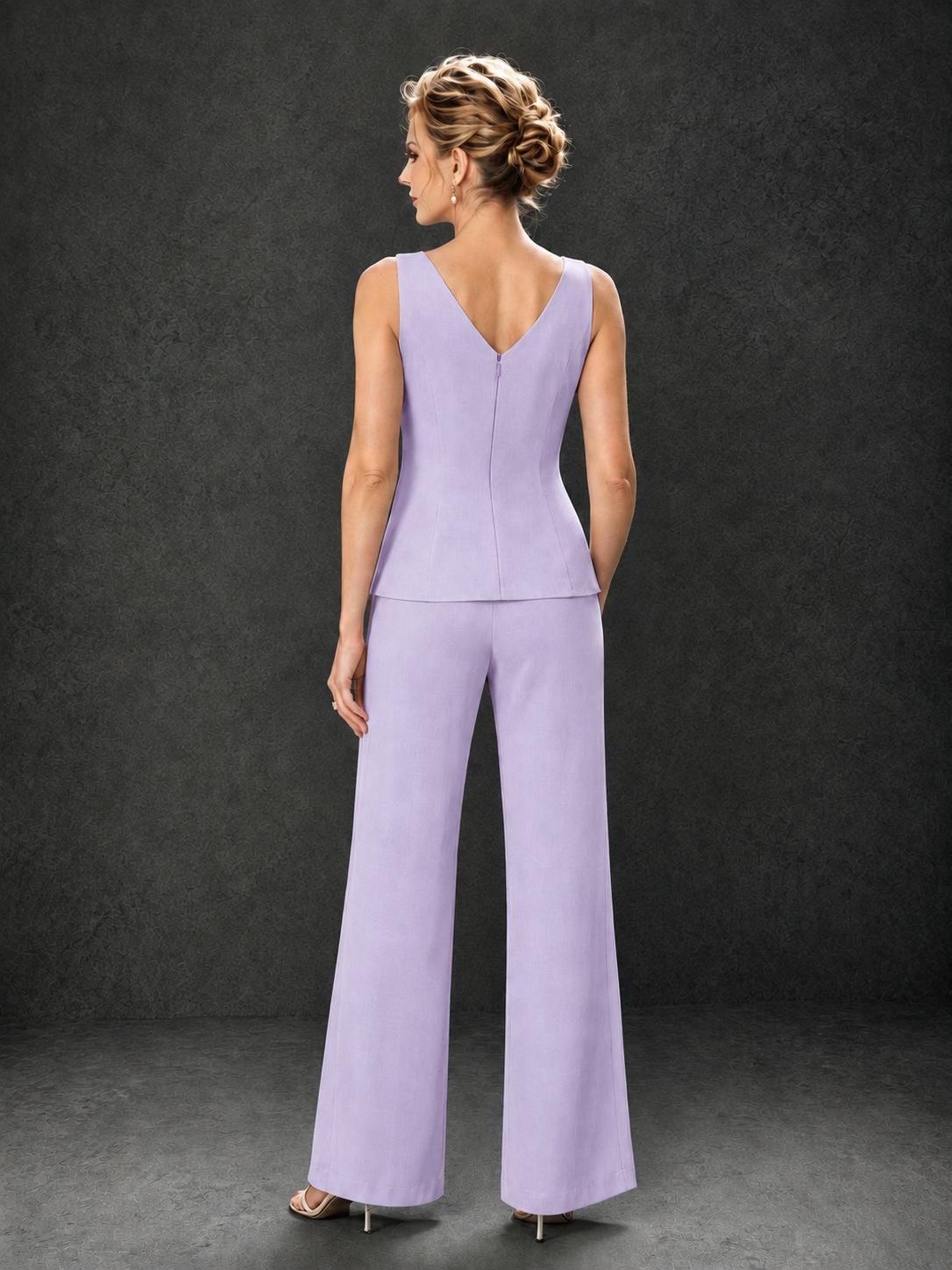 BOLODOO Lilac 3-Piece Mother of the Bride Pant Suit with Beaded Top & Chiffon Jacket - Lilac