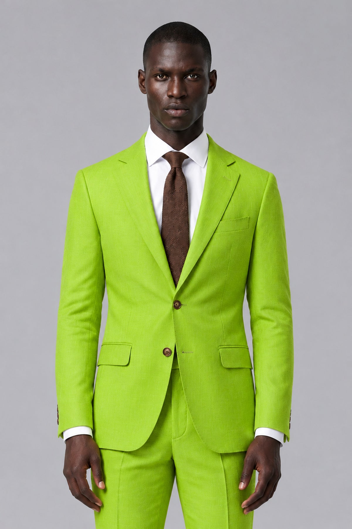Men's Lime Green Two-Piece Notch Lapel Suit - Lime Green - Lime Green_1