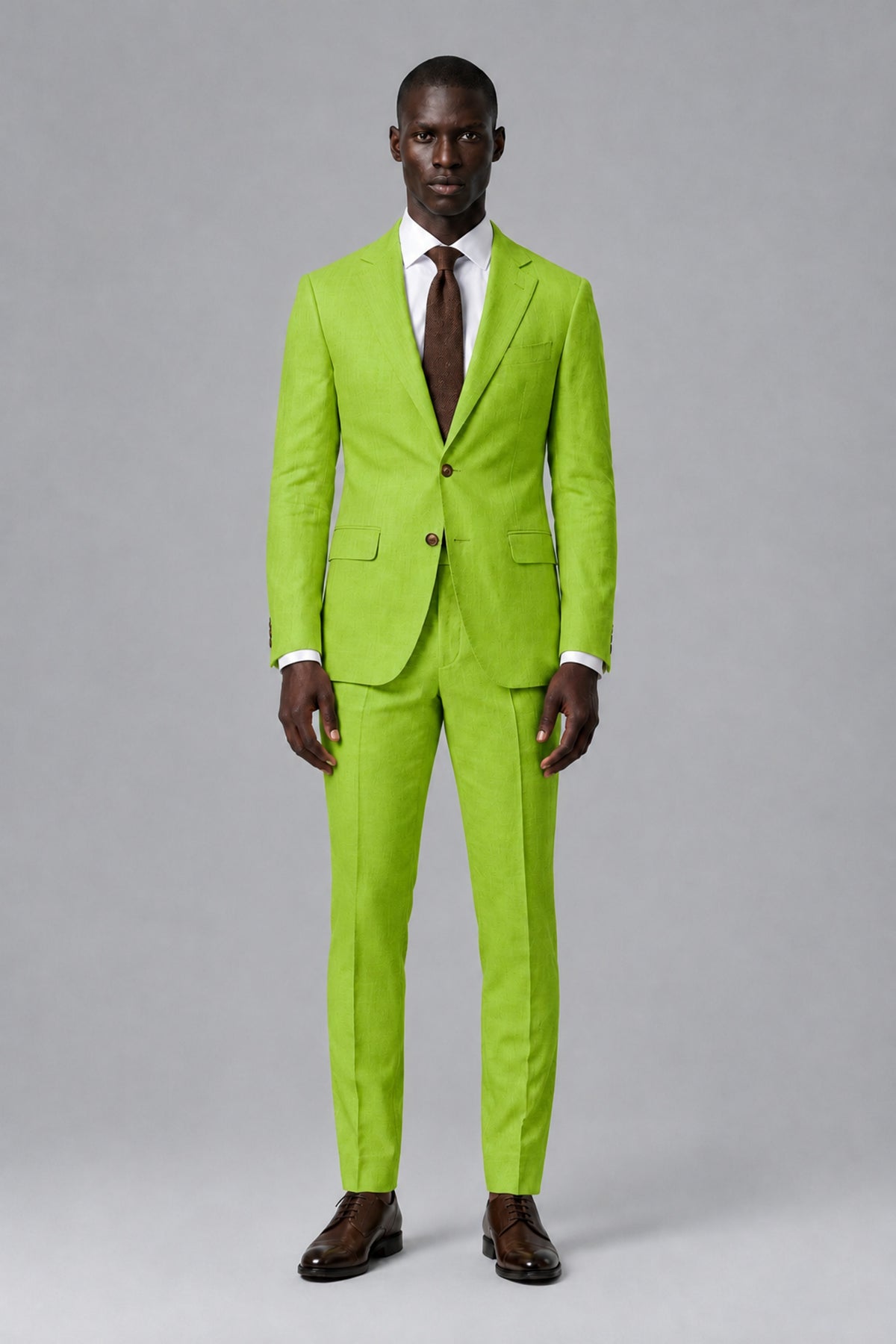 Men's Lime Green Two-Piece Notch Lapel Suit - Lime Green - Lime Green_2