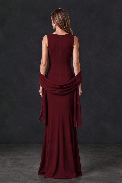 BOLODOO Maroon Floral Sleeveless Mother of the Bride Dress - Maroon - Maroon_2
