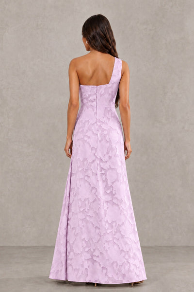 BOLODOO Mauve One-Shoulder Floral Textured Maxi Dress with High Slit - Mauve - Mauve_2