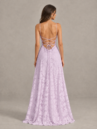 BOLODOO Mauve Floral Appliqué Slit Maxi Dress - Mauve - Mauve (2)