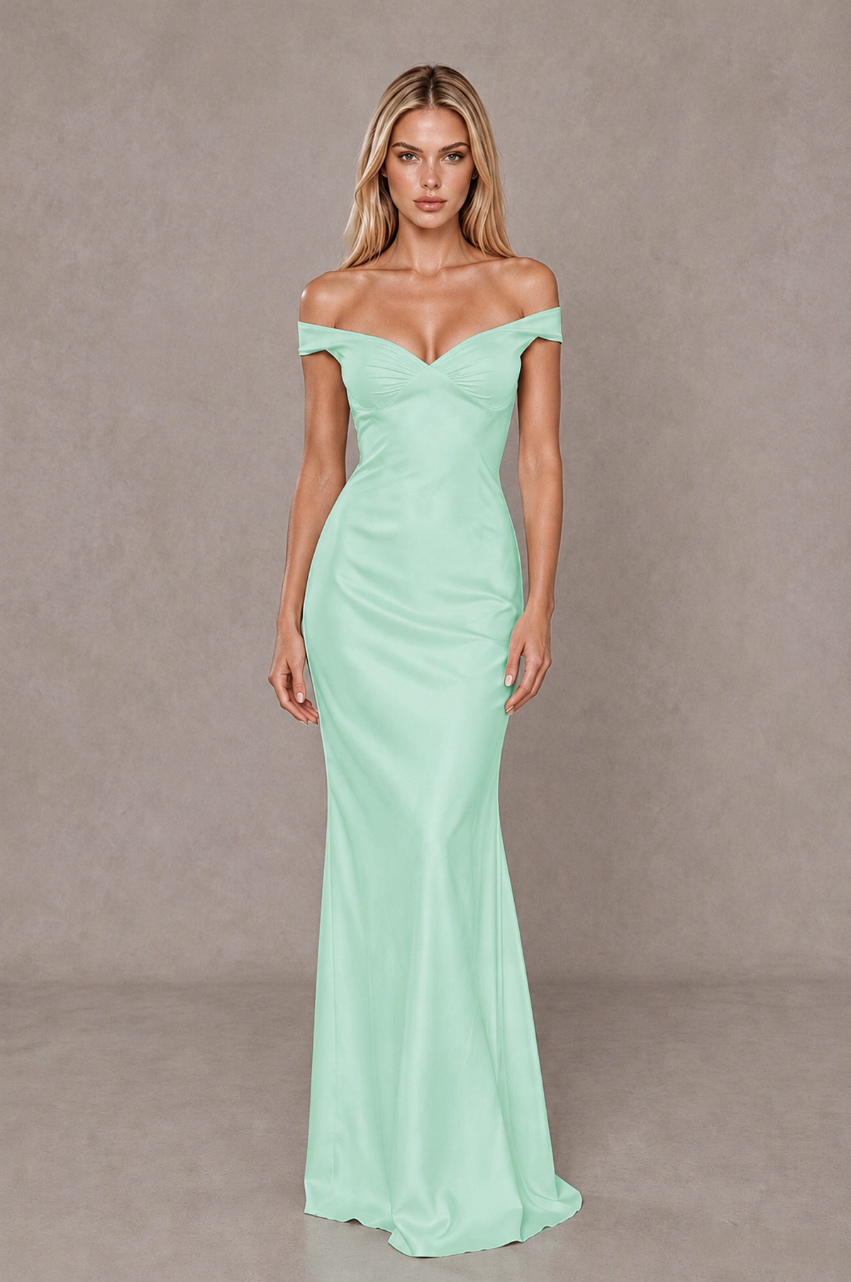 BOLODOO Mint Green Off-Shoulder Open-Back Satin Evening Gown - Mint Green - Mint Green_01